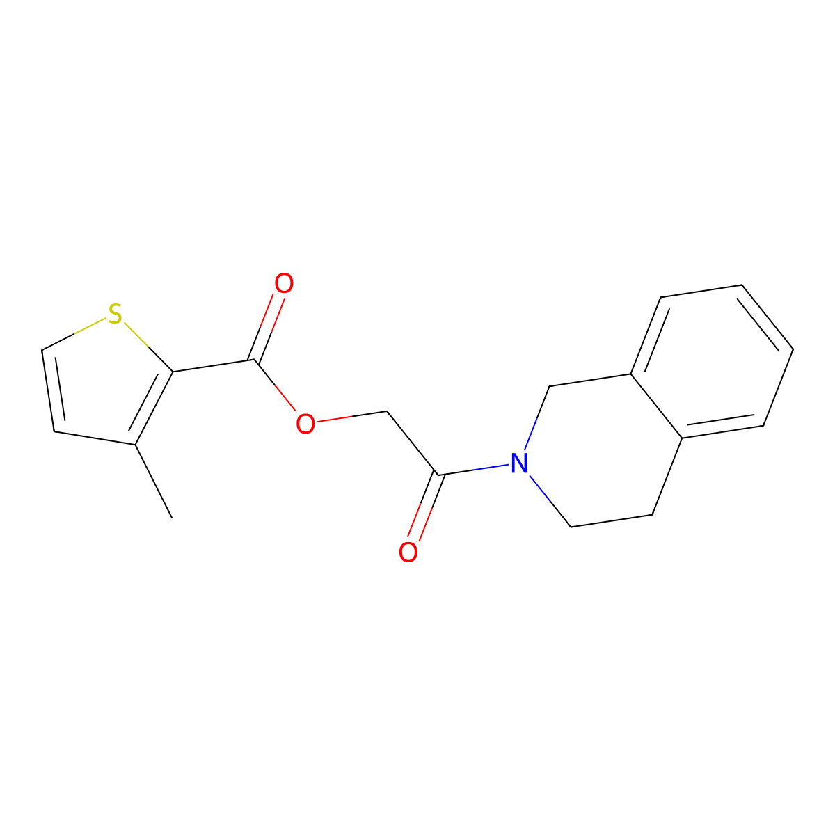 [2-(3,4-dihydro-1H-isoquinolin-2-yl)-2-oxoethyl] 3-methylthiophene-2-carboxylate molecular structure, CAS 387854-11-7