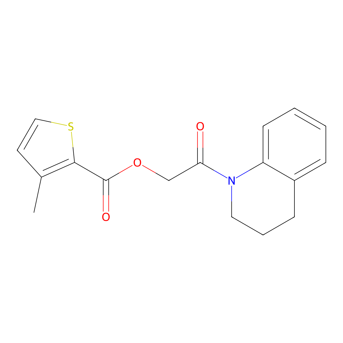 2-(3,4-dihydroquinolin-1(2H)-yl)-2-oxoethyl 3-methylthiophene-2-carboxylate molecular structure, CAS 387854-18-4
