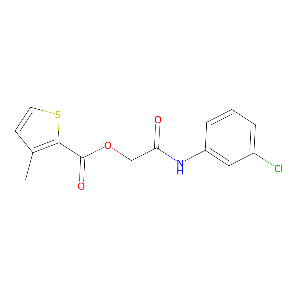 [(3-Chlorophenyl)carbamoyl]methyl 3-methylthiophene-2-carboxylate molecular structure, CAS 387854-23-1
