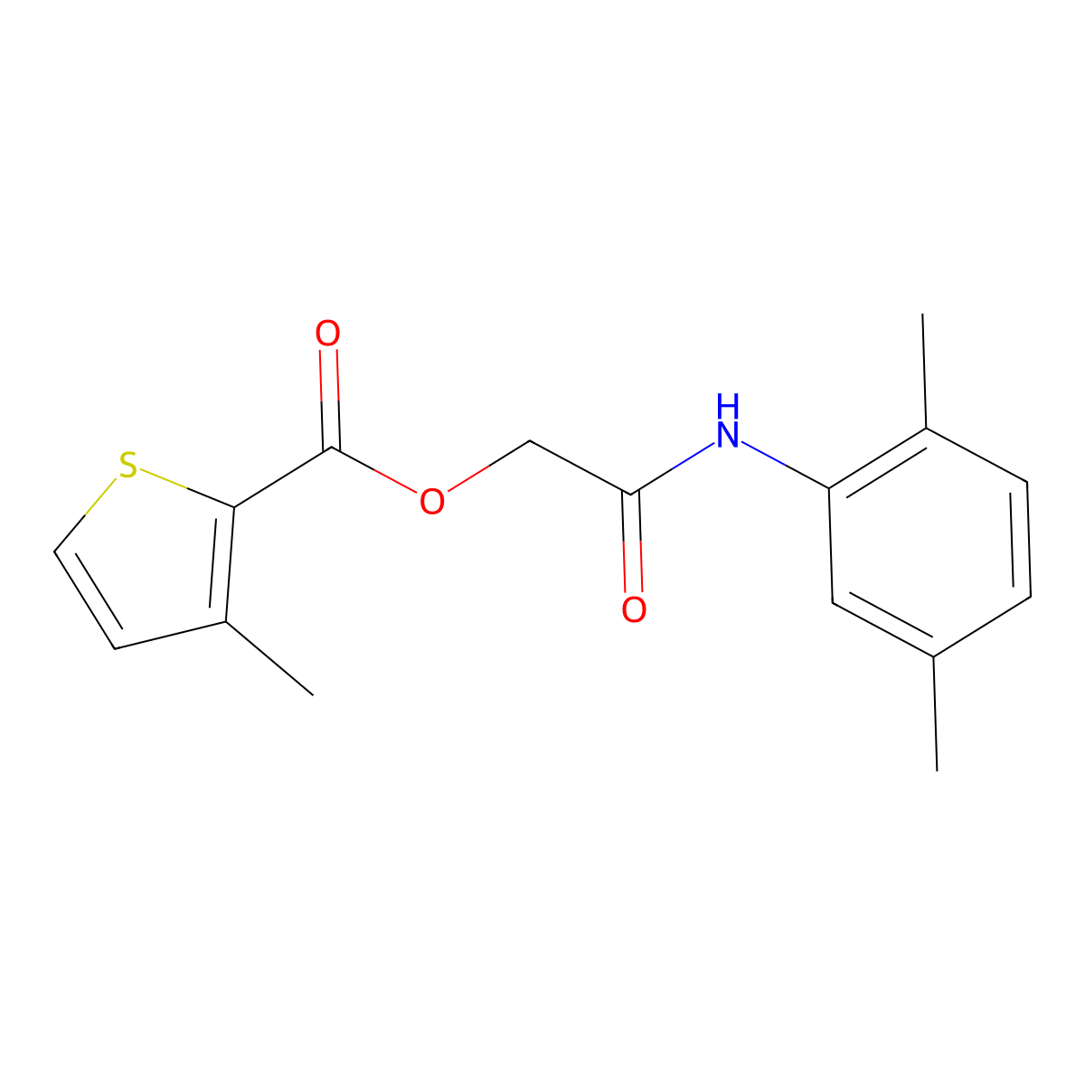 2-((2,5-Dimethylphenyl)amino)-2-oxoethyl 3-methylthiophene-2-carboxylate molecular structure, CAS 387854-30-0
