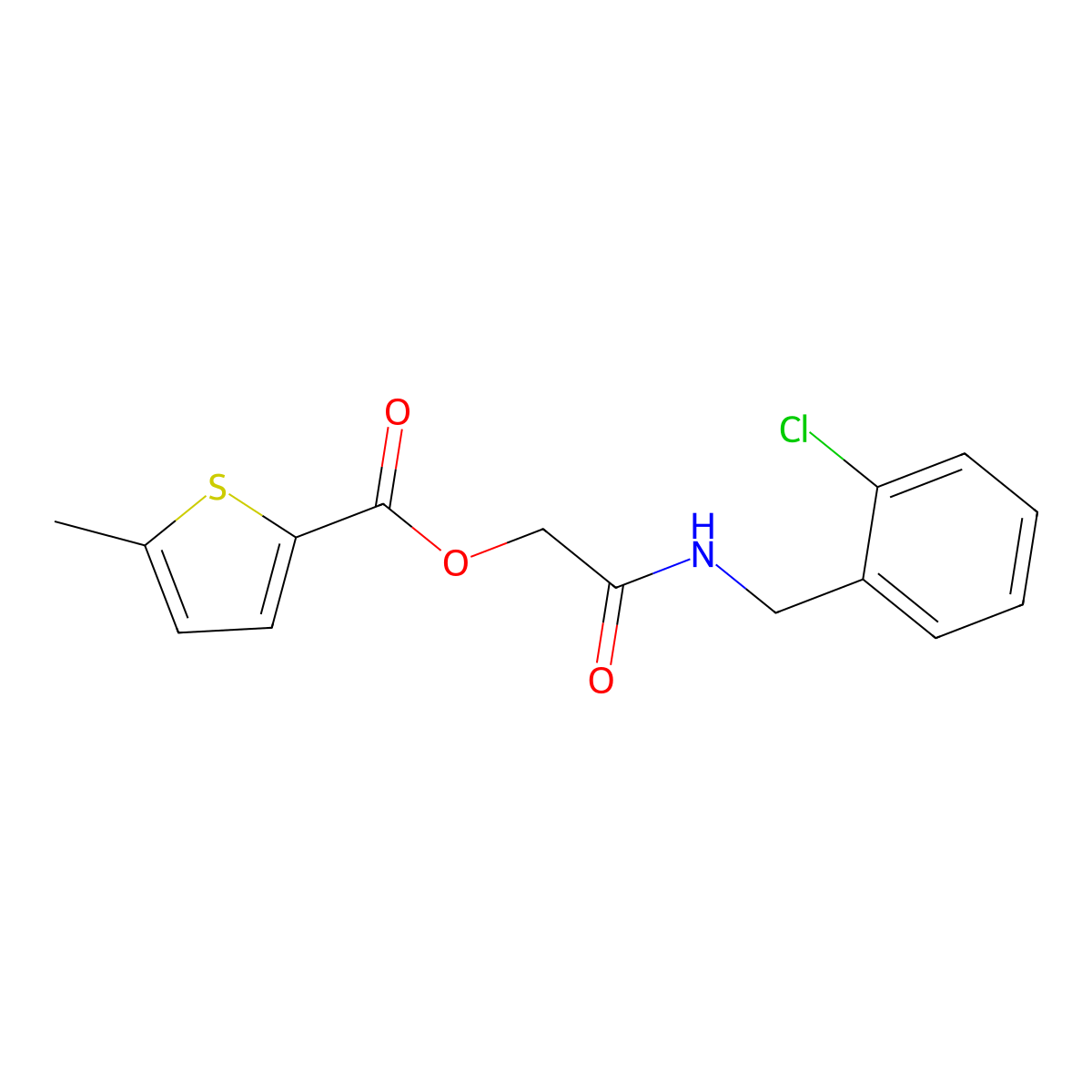 {[(2-Chlorophenyl)methyl]carbamoyl}methyl 5-methylthiophene-2-carboxylate molecular structure, CAS 387855-28-9