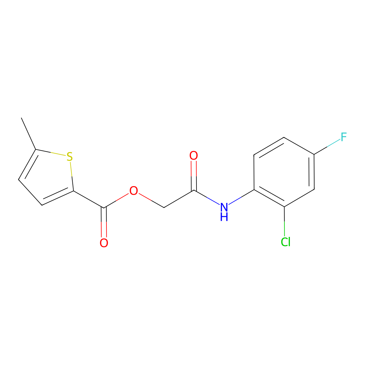 [2-(2-Chloro-4-fluoroanilino)-2-oxoethyl] 5-methylthiophene-2-carboxylate molecular structure, CAS 387855-32-5