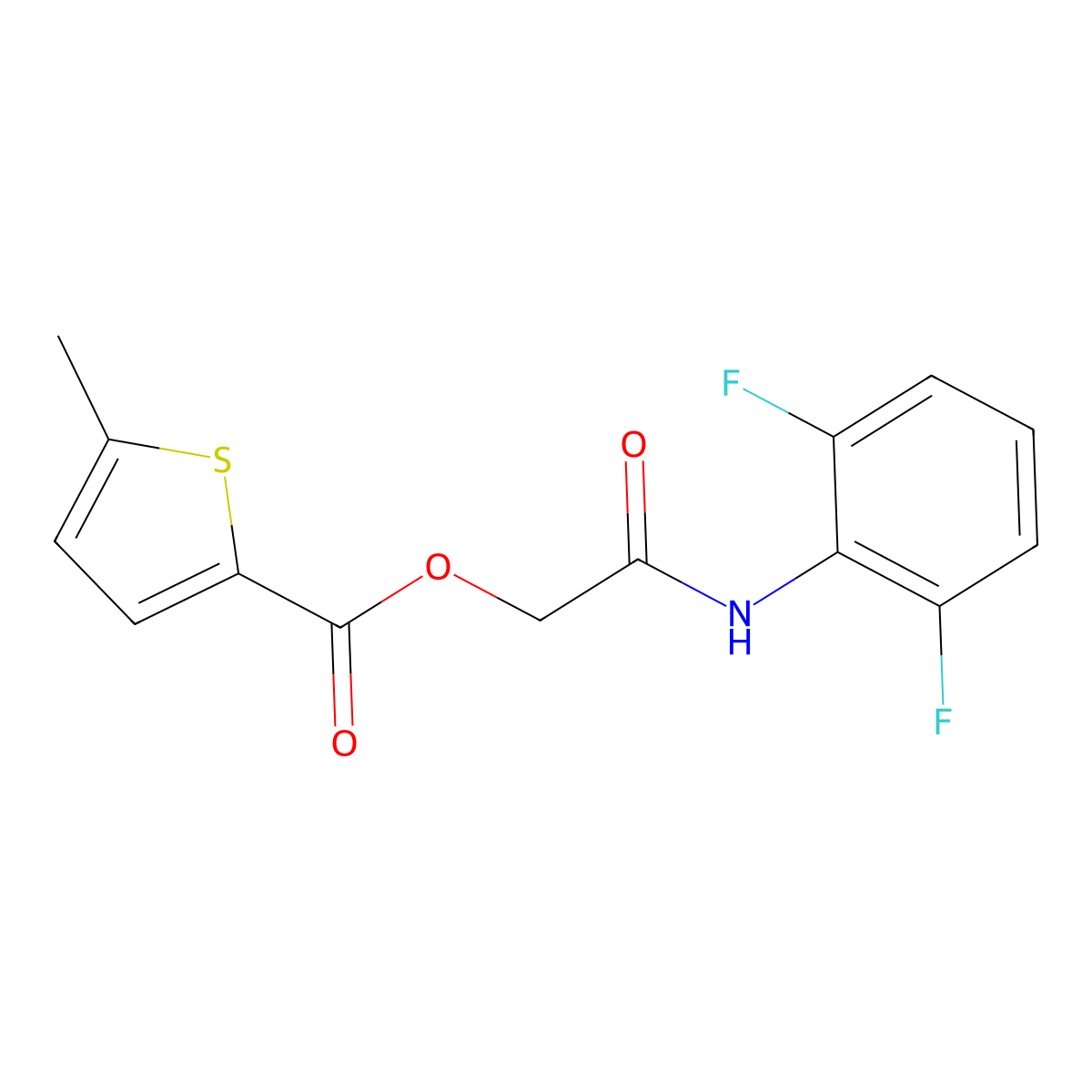 [2-(2,6-Difluoroanilino)-2-oxoethyl] 5-methylthiophene-2-carboxylate molecular structure, CAS 387855-45-0