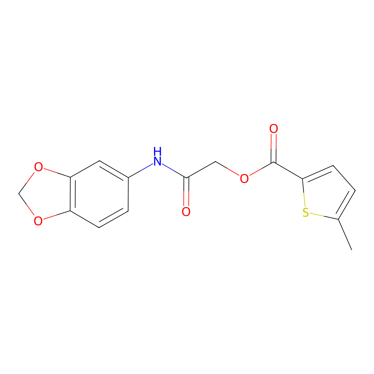 [2-(1,3-Benzodioxol-5-ylamino)-2-oxoethyl] 5-methylthiophene-2-carboxylate molecular structure, CAS 387855-58-5