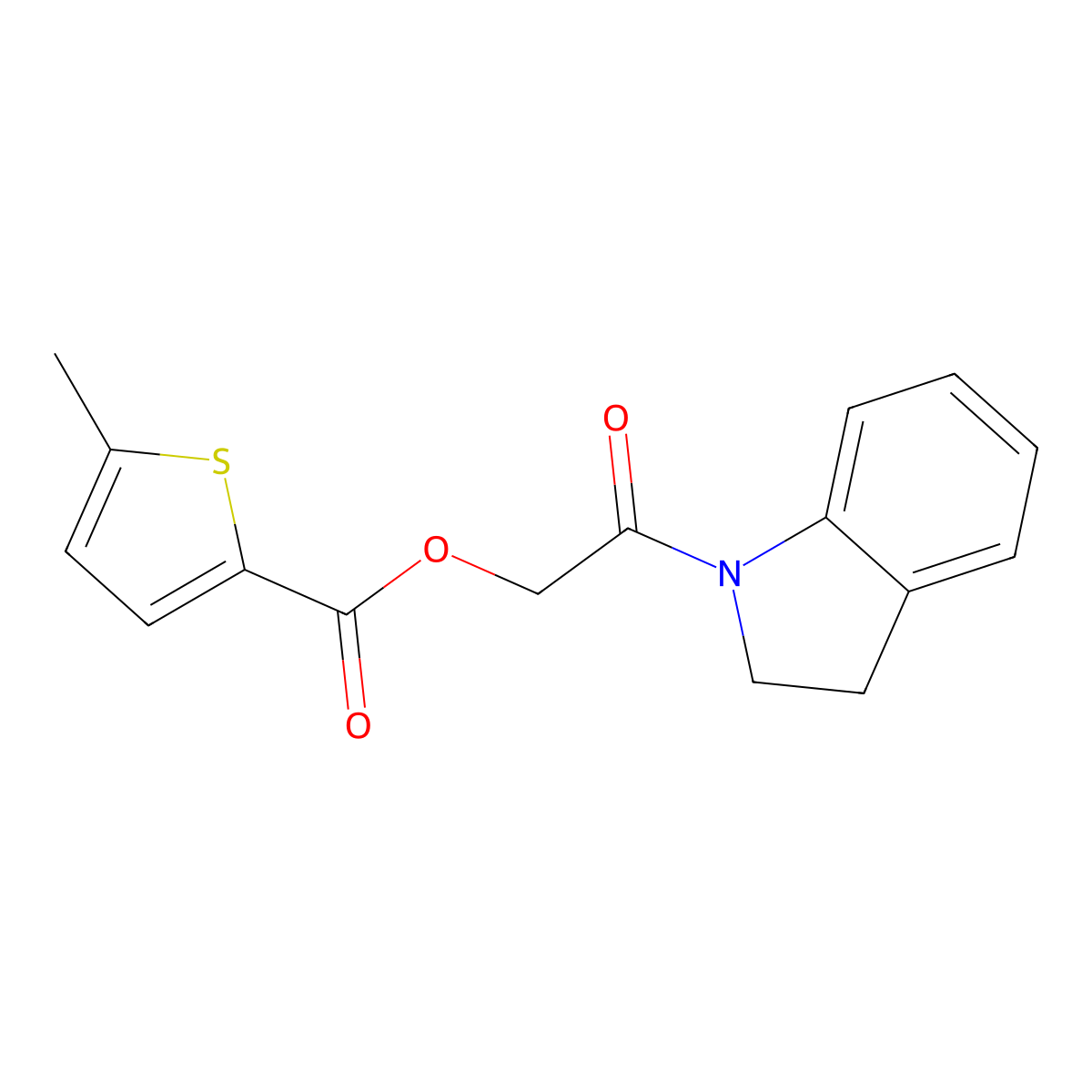 [2-(2,3-Dihydroindol-1-yl)-2-oxoethyl] 5-methylthiophene-2-carboxylate molecular structure, CAS 387855-80-3