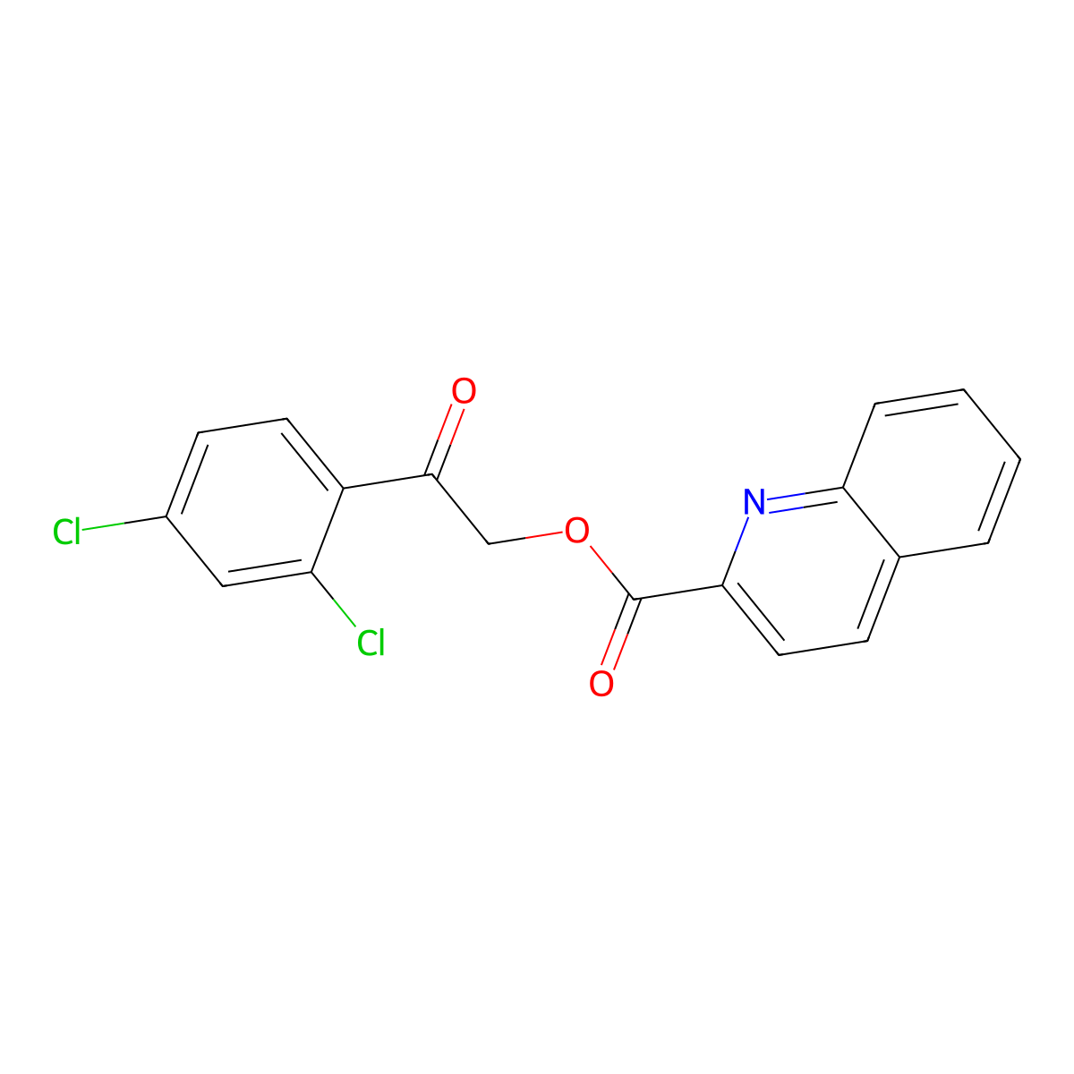 2-(2,4-Dichlorophenyl)-2-oxoethyl quinoline-2-carboxylate molecular structure, CAS 387857-19-4