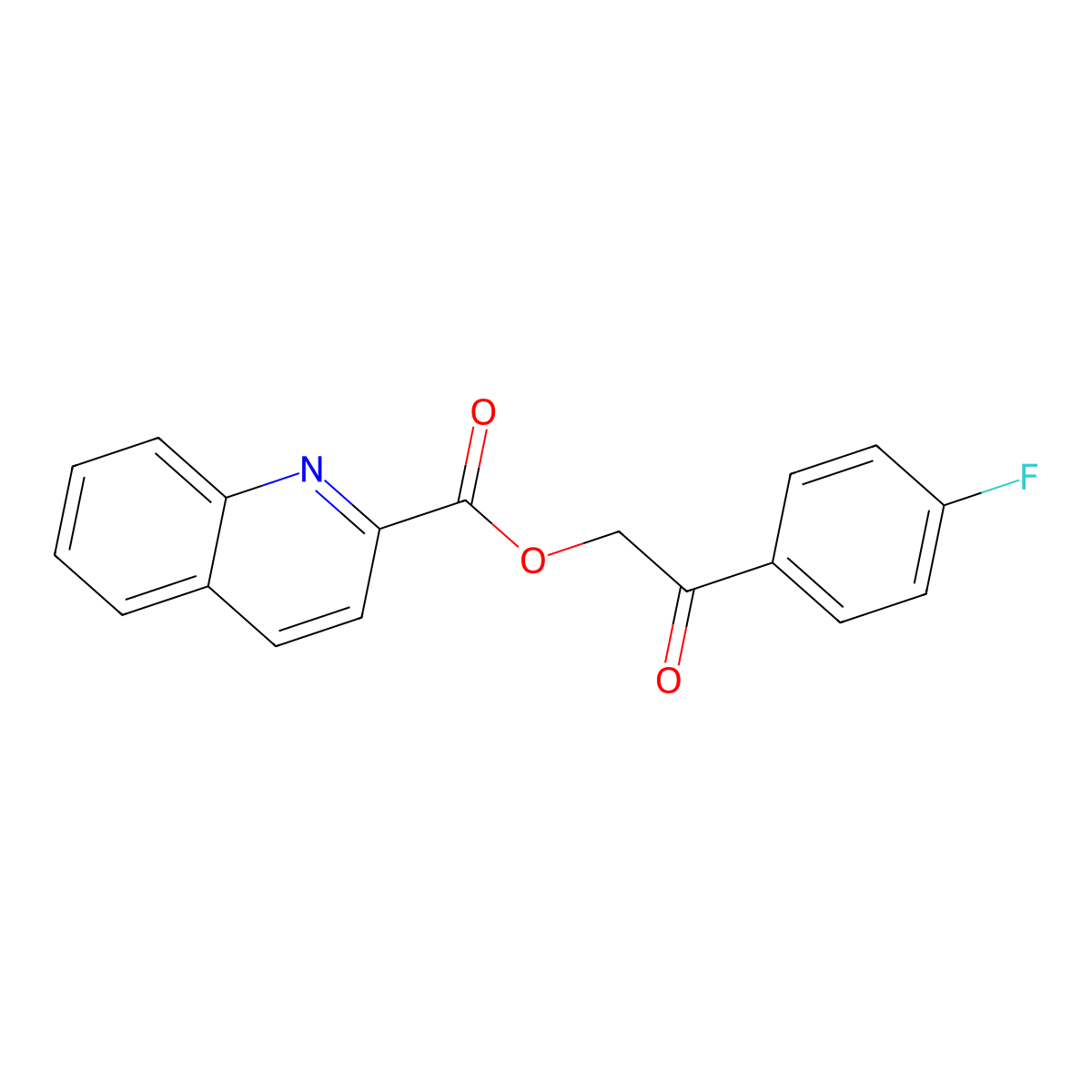 2-(4-Fluorophenyl)-2-oxoethyl quinoline-2-carboxylate molecular structure, CAS 387857-21-8