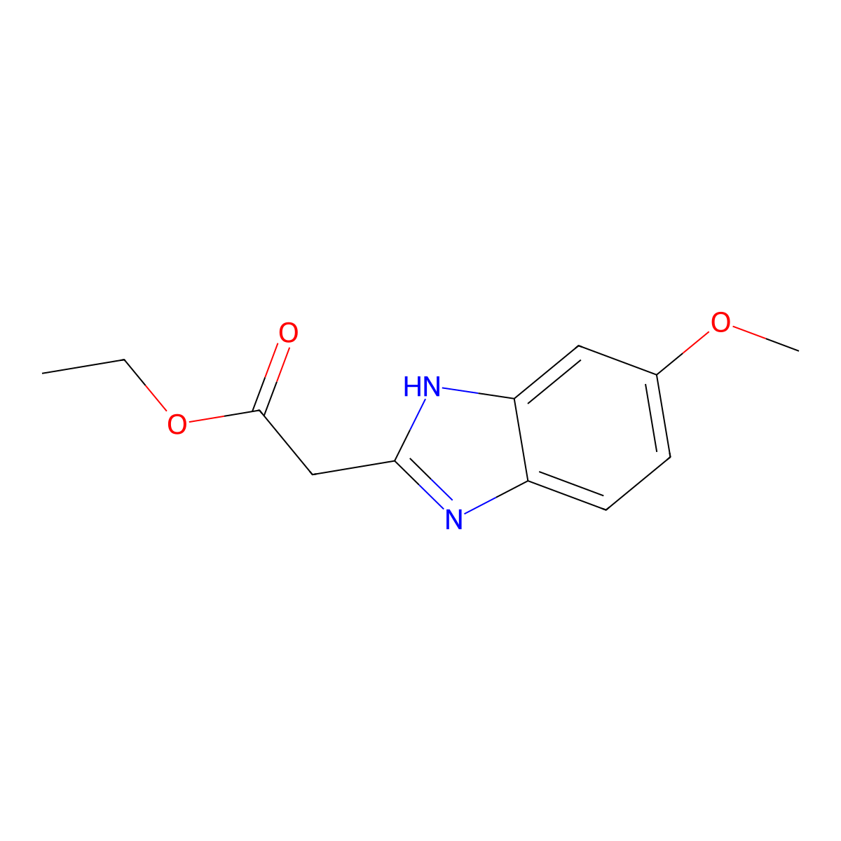 ethyl (5-methoxy-1H-benzimidazol-2-yl)acetate molecular structure, CAS 38786-59-3