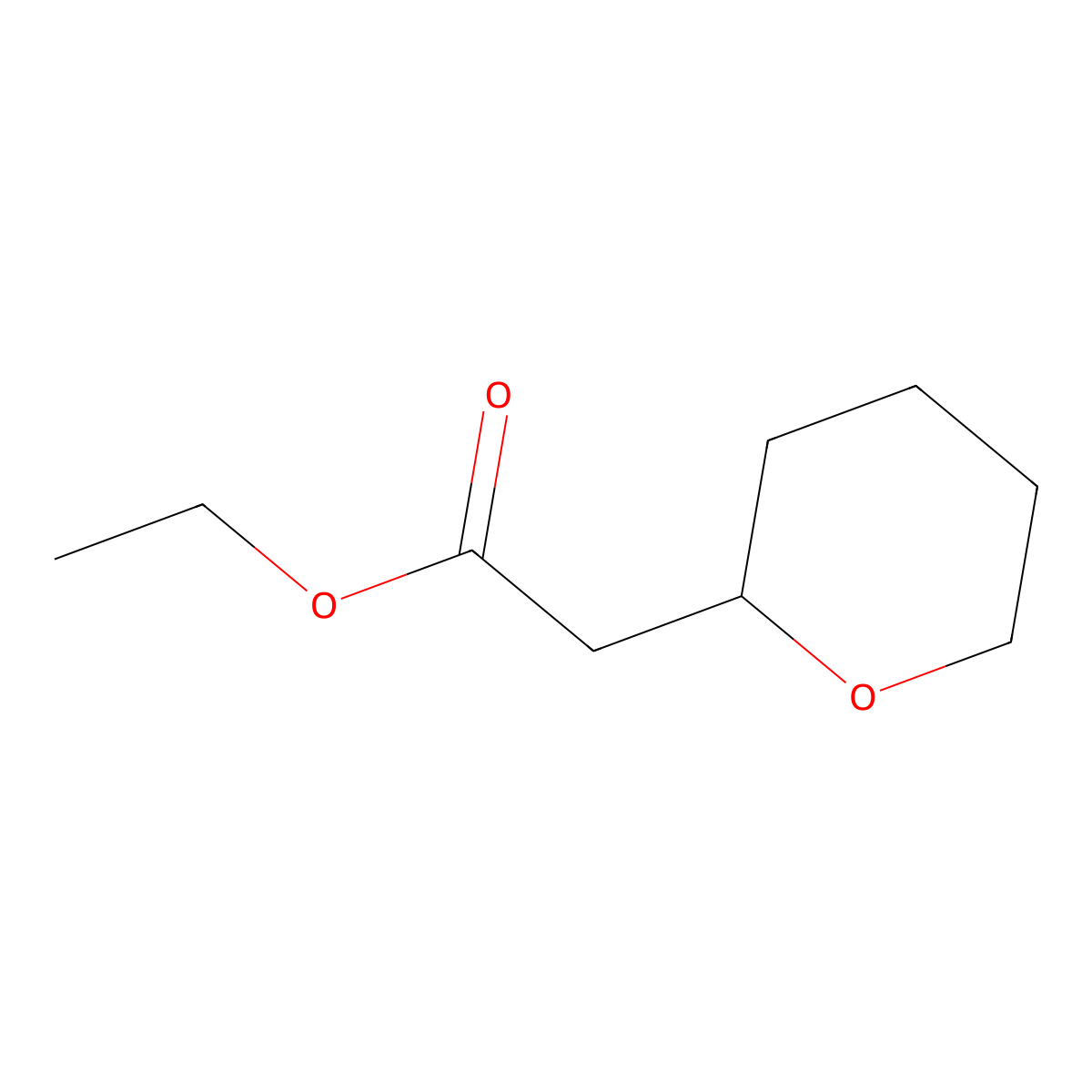 Ethyl tetrahydro-2H-pyran-2-ylacetate molecular structure, CAS 38786-78-6