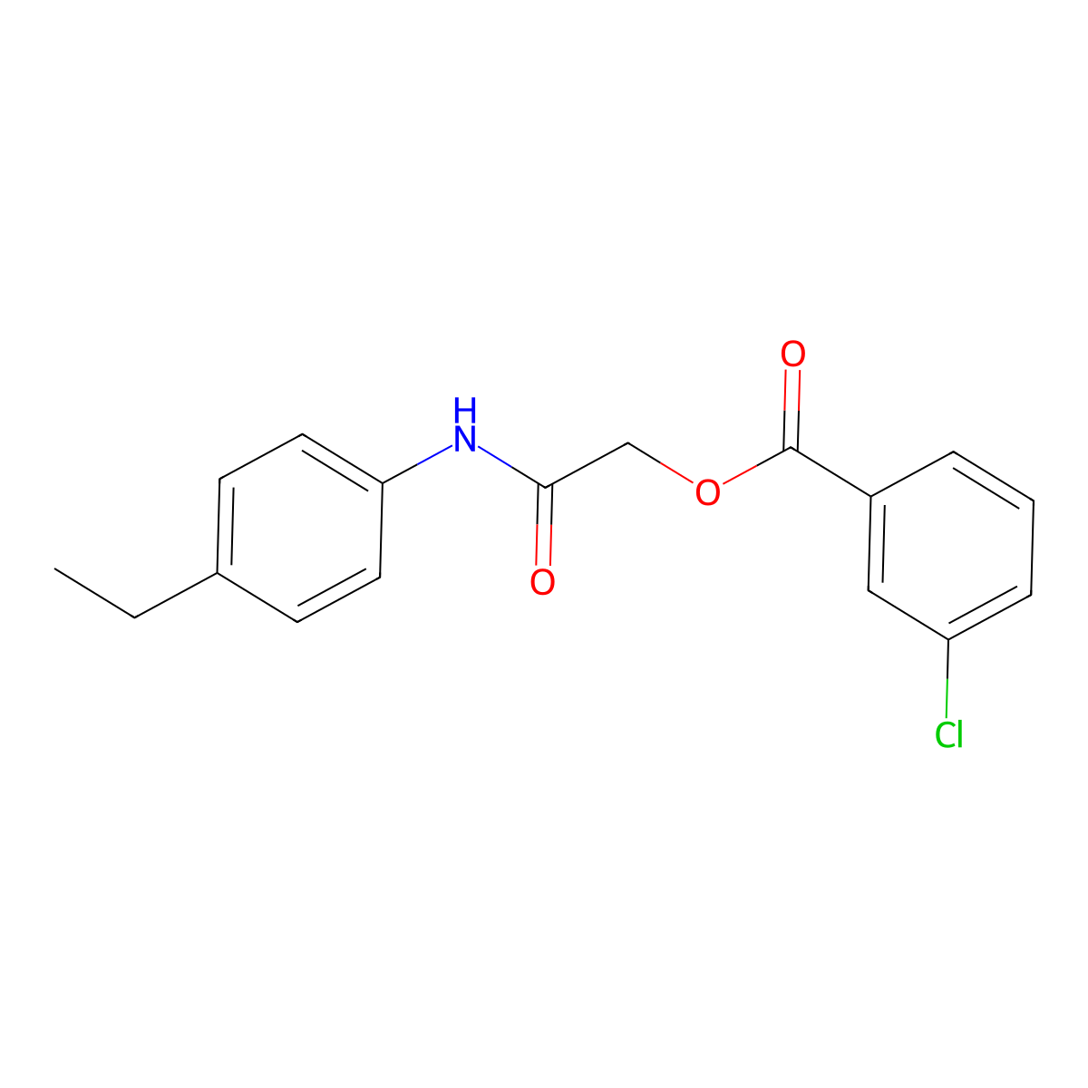 [2-(4-Ethylanilino)-2-oxoethyl] 3-chlorobenzoate molecular structure, CAS 387865-44-3