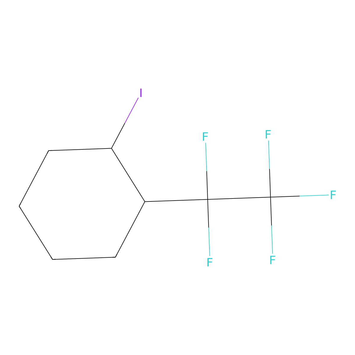 (1R,2S)-1-iodo-2-(pentafluoroethyl)cyclohexane molecular structure, CAS 38787-67-6