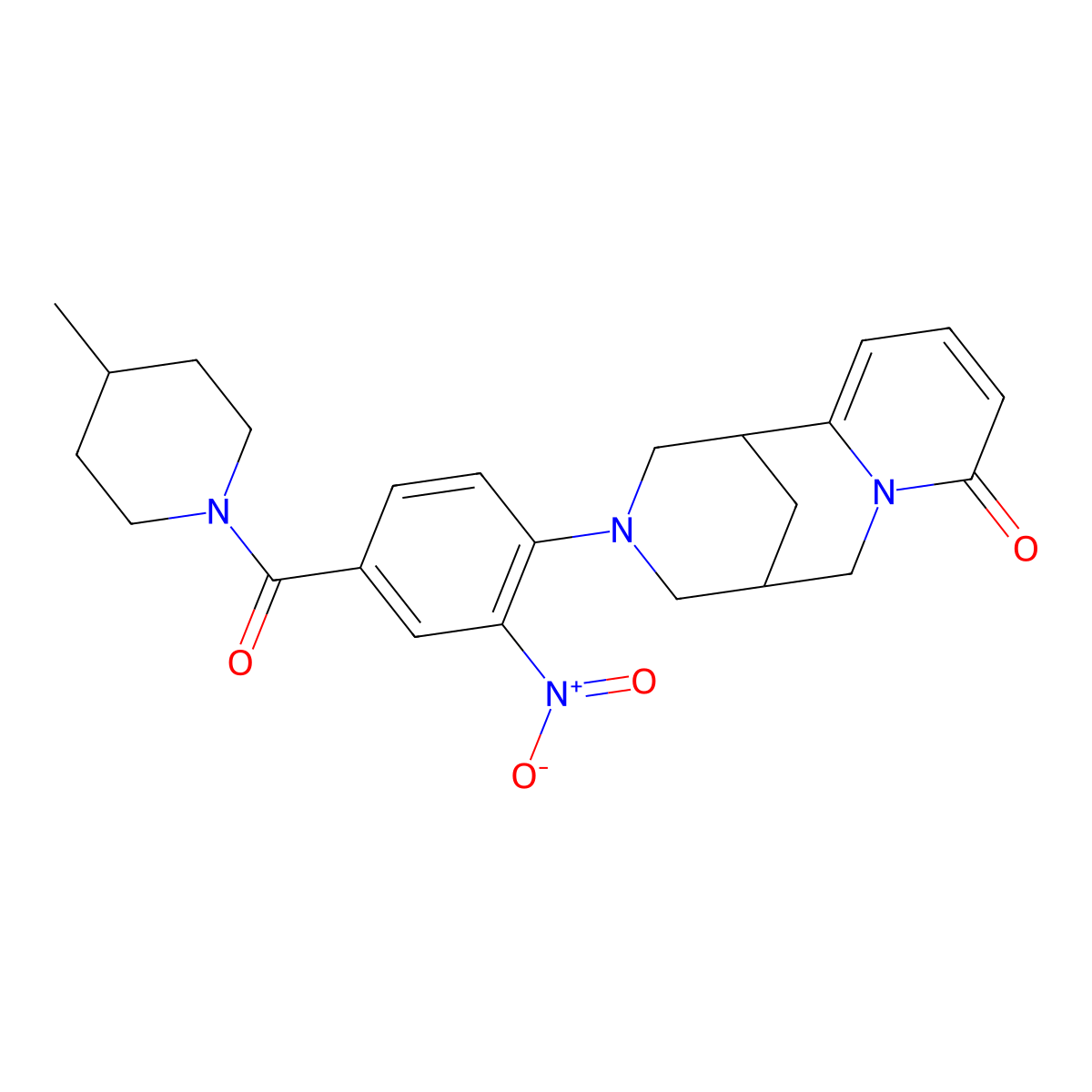 3-{4-[(4-methylpiperidin-1-yl)carbonyl]-2-nitrophenyl}-1,2,3,4,5,6-hexahydro-8H-1,5-methanopyrido[1,2-a][1,5]diazocin-8-one molecular structure, CAS 387882-11-3