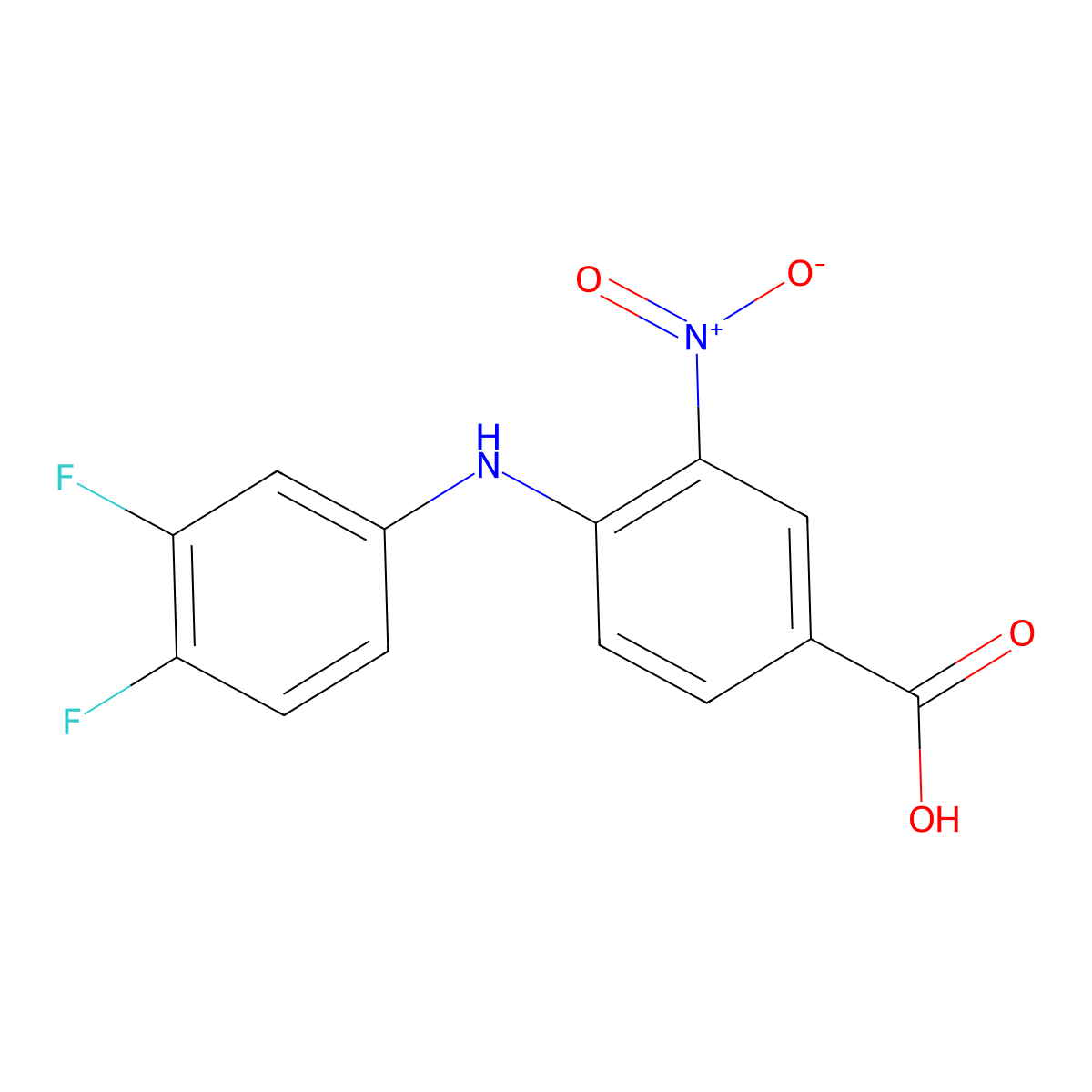 4-[(3,4-Difluorophenyl)amino]-3-nitrobenzoic acid molecular structure, CAS 387882-69-1