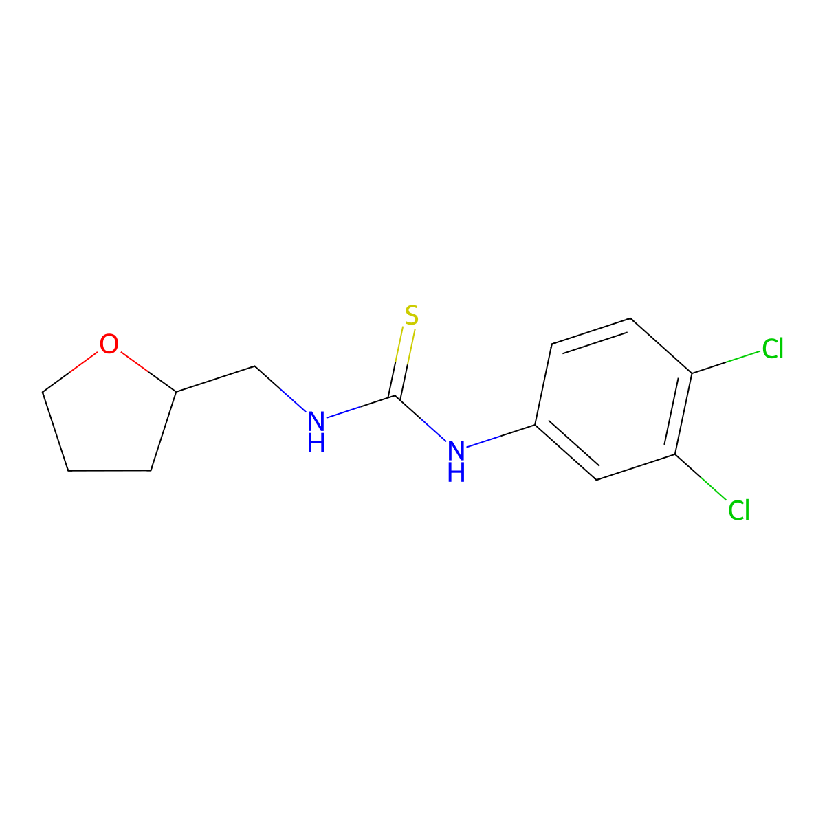 N-(3,4-dichlorophenyl)-N'-(tetrahydro-2-furanylmethyl)thiourea molecular structure, CAS 387882-82-8