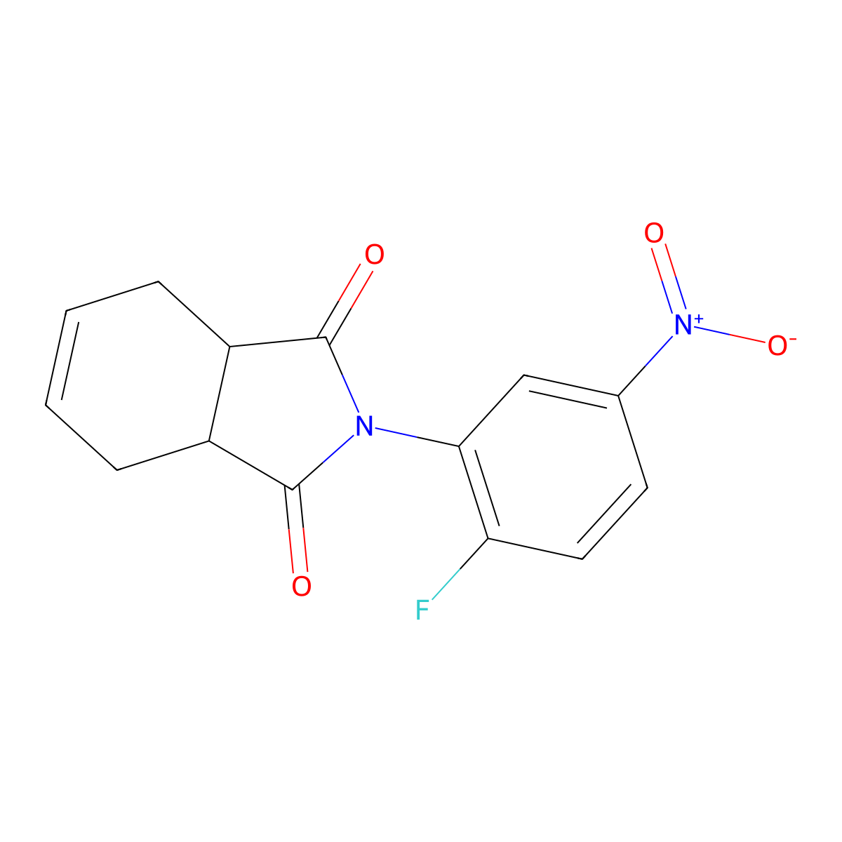 2-(2-Fluoro-5-nitrophenyl)-3a,4,7,7a-tetrahydro-1H-isoindole-1,3(2H)-dione molecular structure, CAS 387882-95-3