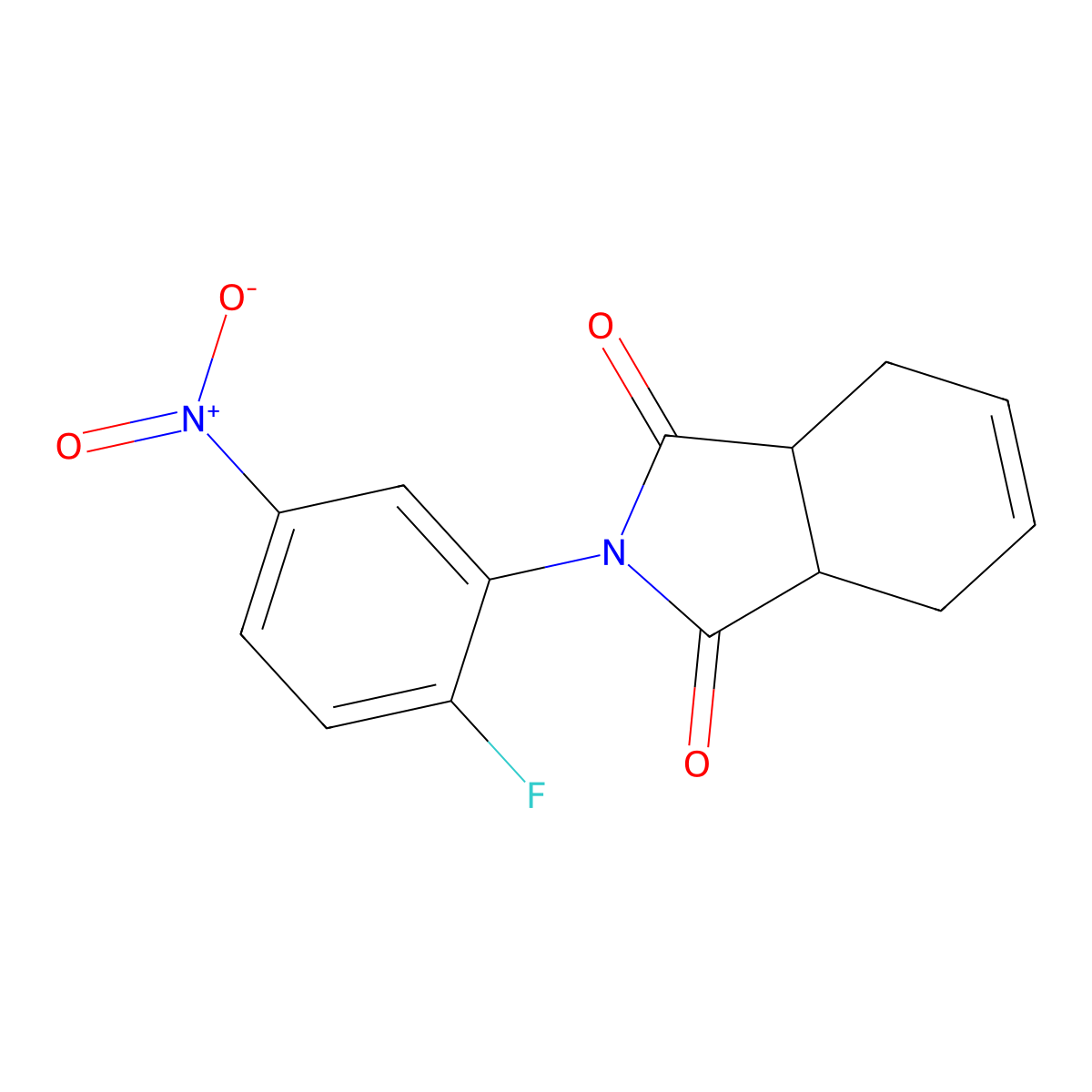 2-(2-Fluoro-5-nitrophenyl)-3a,4,7,7a-tetrahydro-1H-isoindole-1,3(2H)-dione molecular structure, CAS 387882-95-3