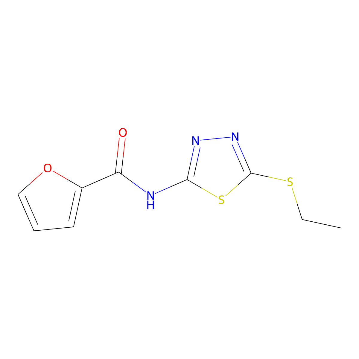 N-(5-ethylsulfanyl-1,3,4-thiadiazol-2-yl)furan-2-carboxamide molecular structure, CAS 387883-07-0