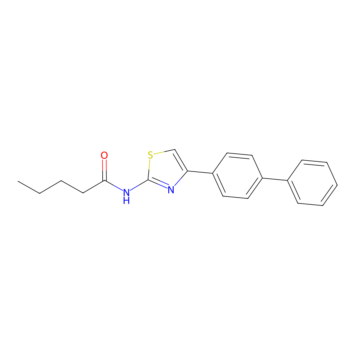 N-(4-([1,1'-biphenyl]-4-yl)thiazol-2-yl)pentanamide molecular structure, CAS 387883-09-2