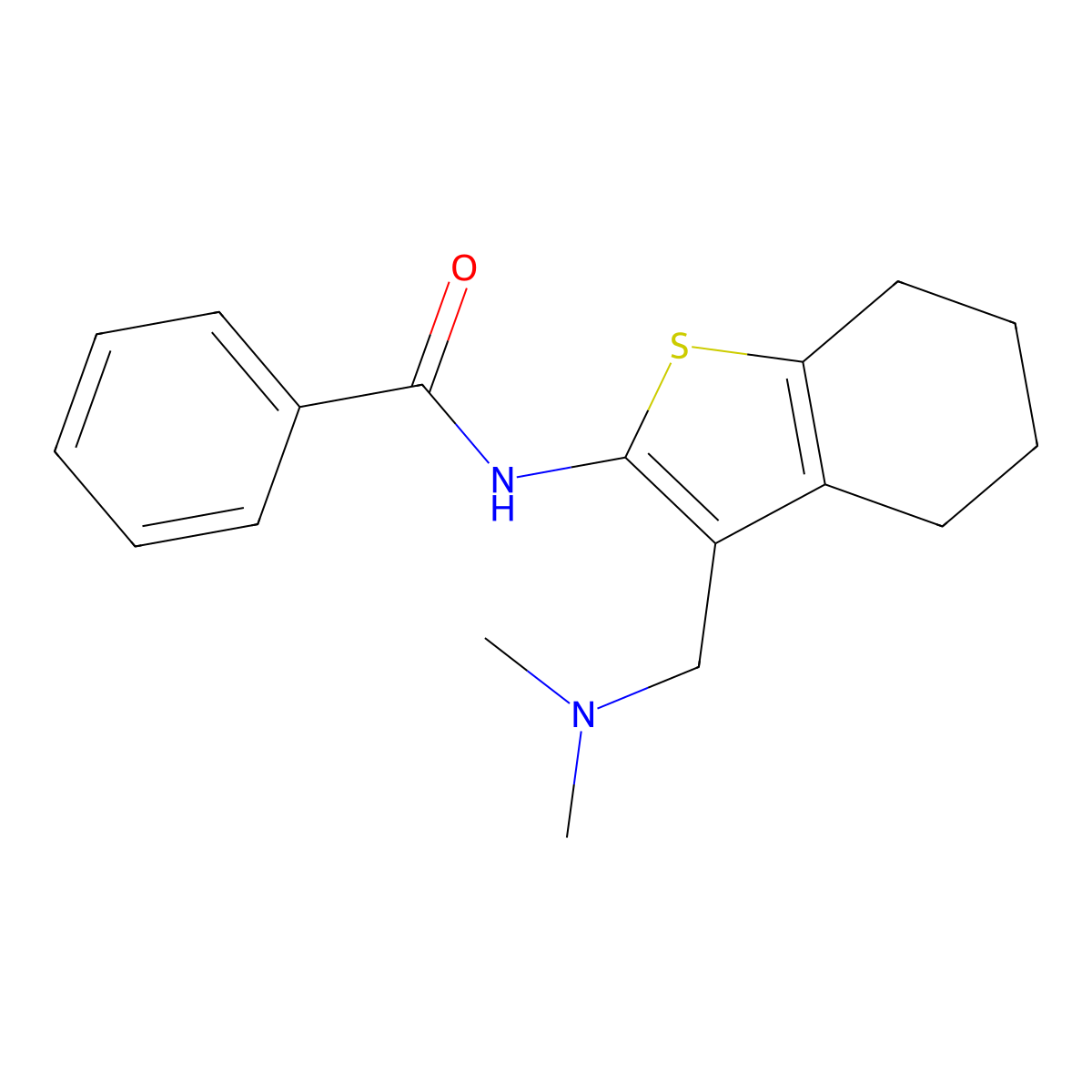N-(3-((dimethylamino)methyl)-4,5,6,7-tetrahydrobenzo[b]thiophen-2-yl)benzamide molecular structure, CAS 387883-17-2