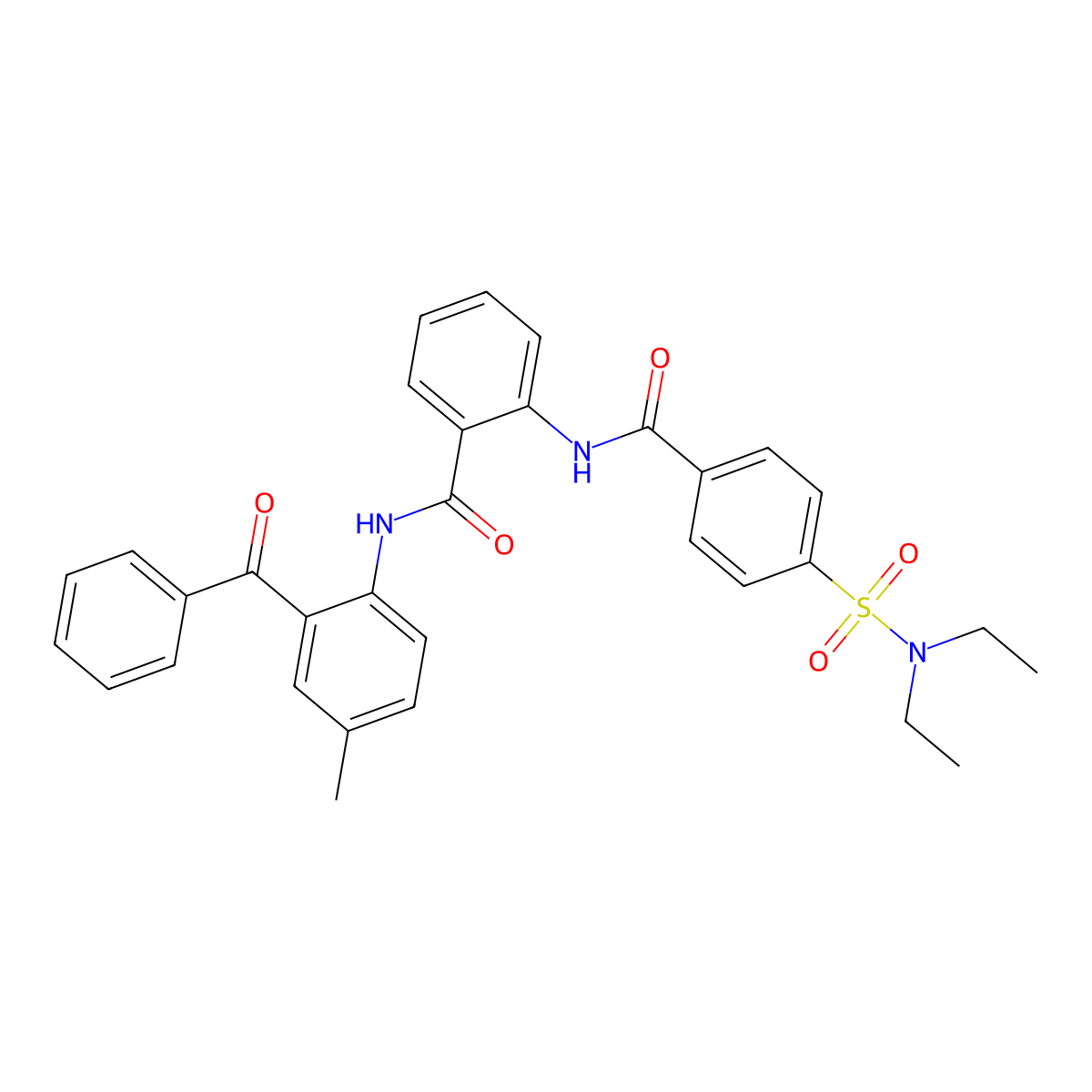 N-(2-benzoyl-4-methylphenyl)-2-(4-(N,N-diethylsulfamoyl)benzamido)benzamide molecular structure, CAS 387883-38-7