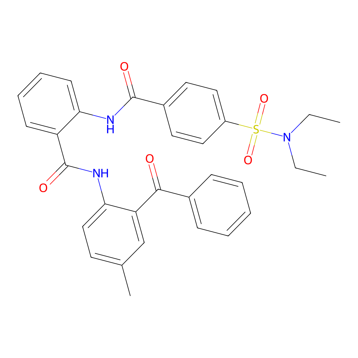 N-(2-benzoyl-4-methylphenyl)-2-(4-(N,N-diethylsulfamoyl)benzamido)benzamide molecular structure, CAS 387883-38-7