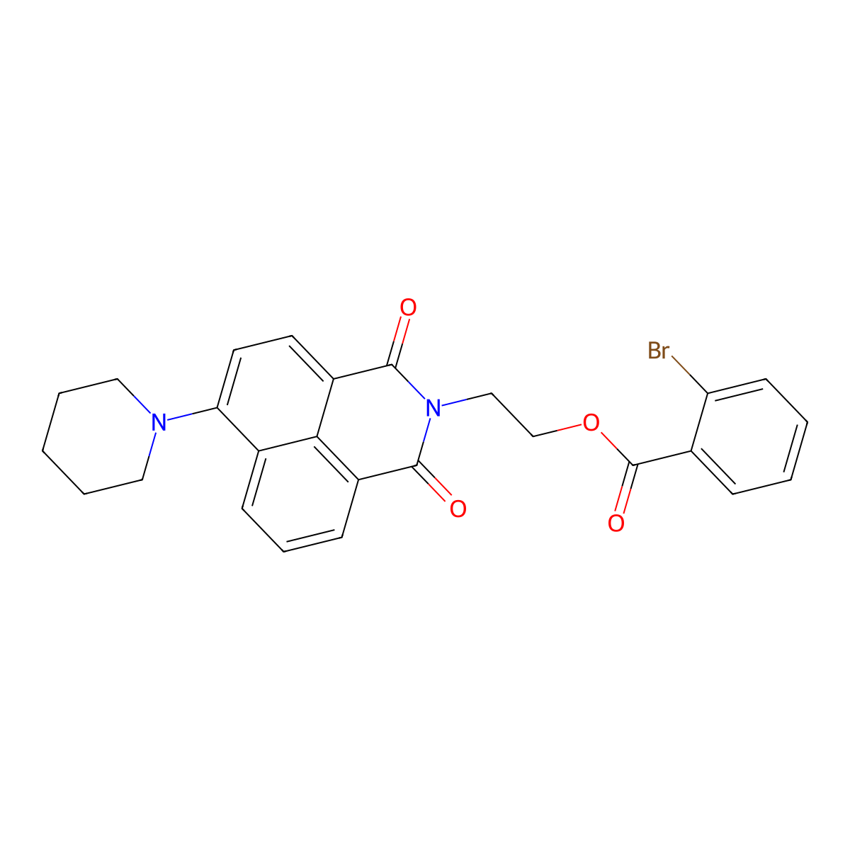 2-(1,3-dioxo-6-(piperidin-1-yl)-1H-benzo[de]isoquinolin-2(3H)-yl)ethyl 2-bromobenzoate molecular structure, CAS 387883-39-8