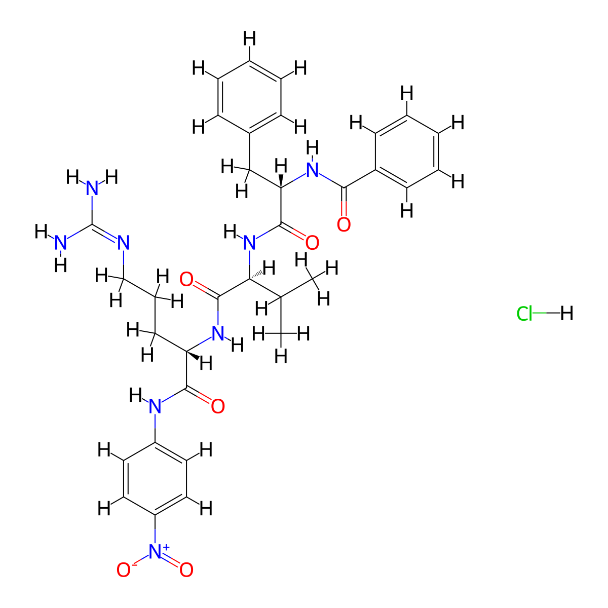 Bz-Phe-Val-Arg-pNA HCl molecular structure, CAS 38789-84-3