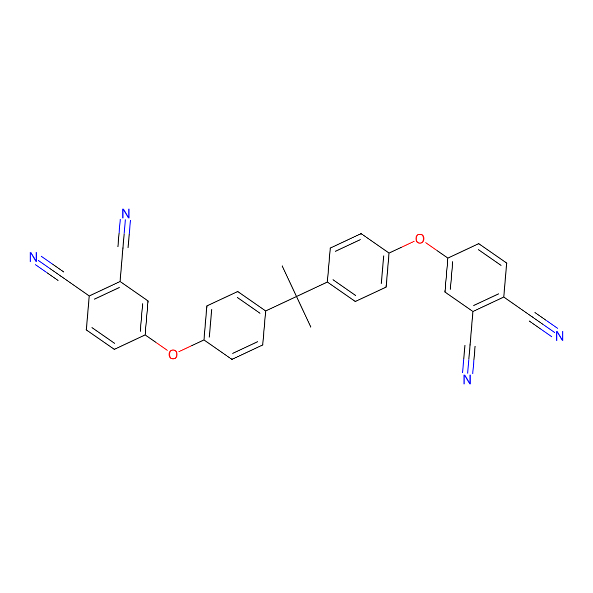4,4'-((Propane-2,2-diylbis(4,1-phenylene))bis(oxy))diphthalonitrile molecular structure, CAS 38791-67-2