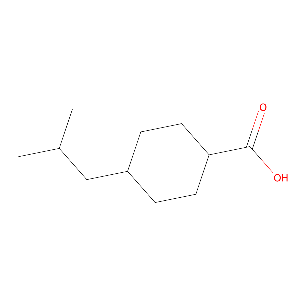Cyclohexanecarboxylic acid, 4-isobutyl- molecular structure, CAS 38792-88-0