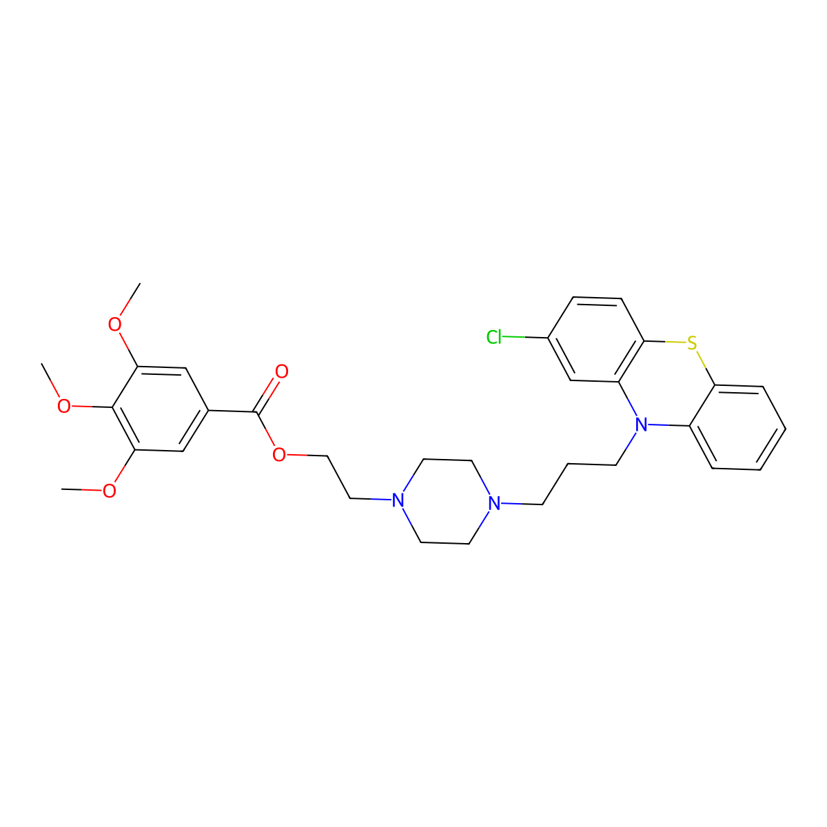 2-(4-(3-(2-Chloro-10H-phenothiazin-10-yl)propyl)-1-piperazinyl)ethyl 3,4,5-trimethoxybenzoate molecular structure, CAS 388-51-2