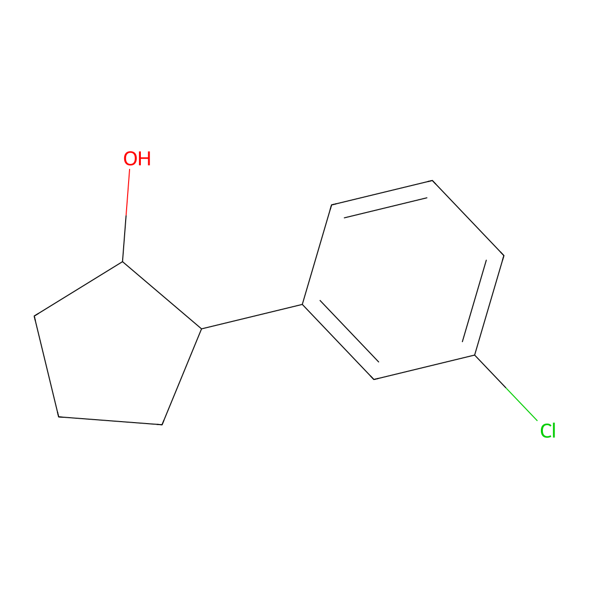 rac-(1R,2S)-2-(3-chlorophenyl)cyclopentan-1-ol molecular structure, CAS 38805-78-6