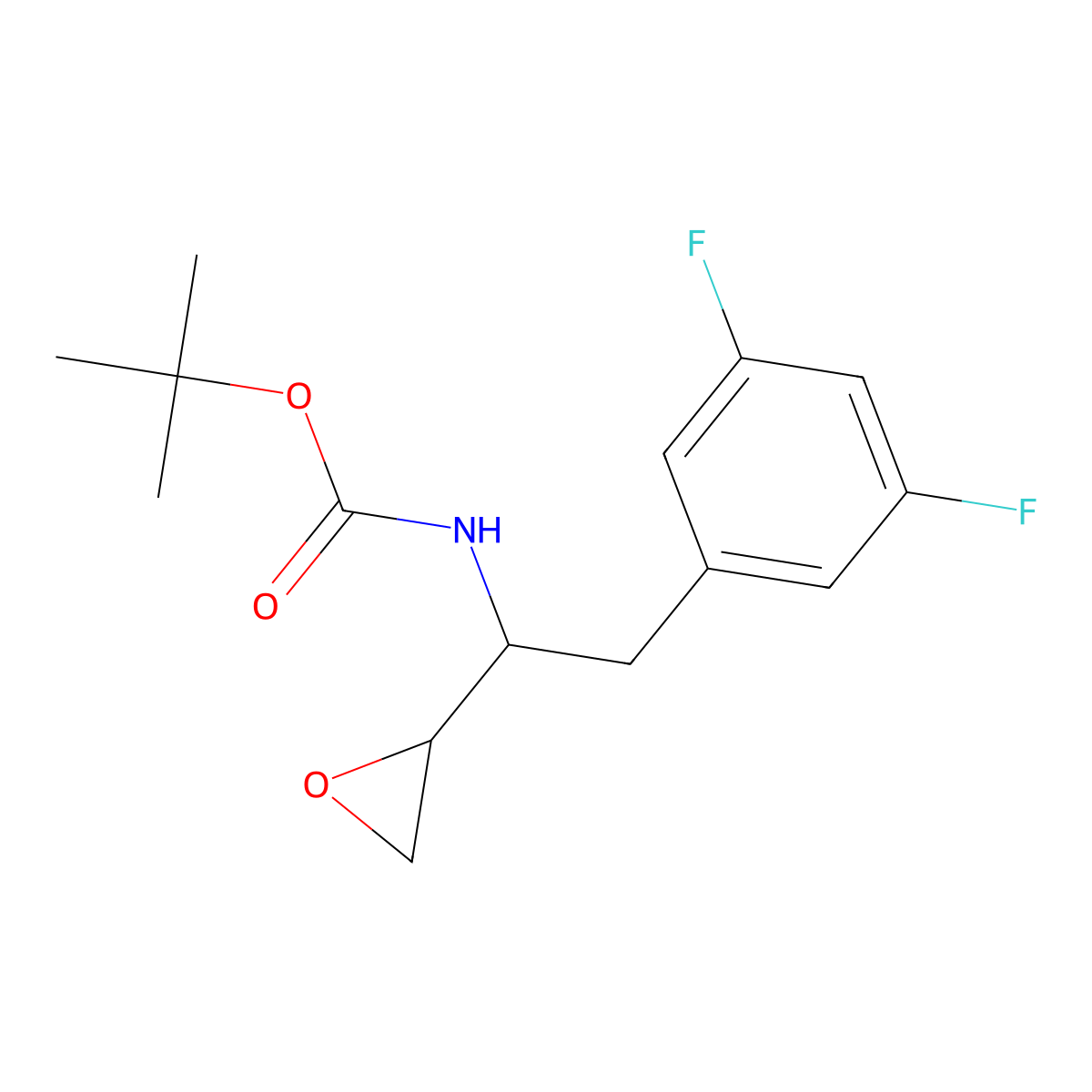 tert-Butyl ((S)-2-(3,5-difluorophenyl)-1-((S)-oxiran-2-yl)ethyl)carbamate molecular structure, CAS 388071-27-0