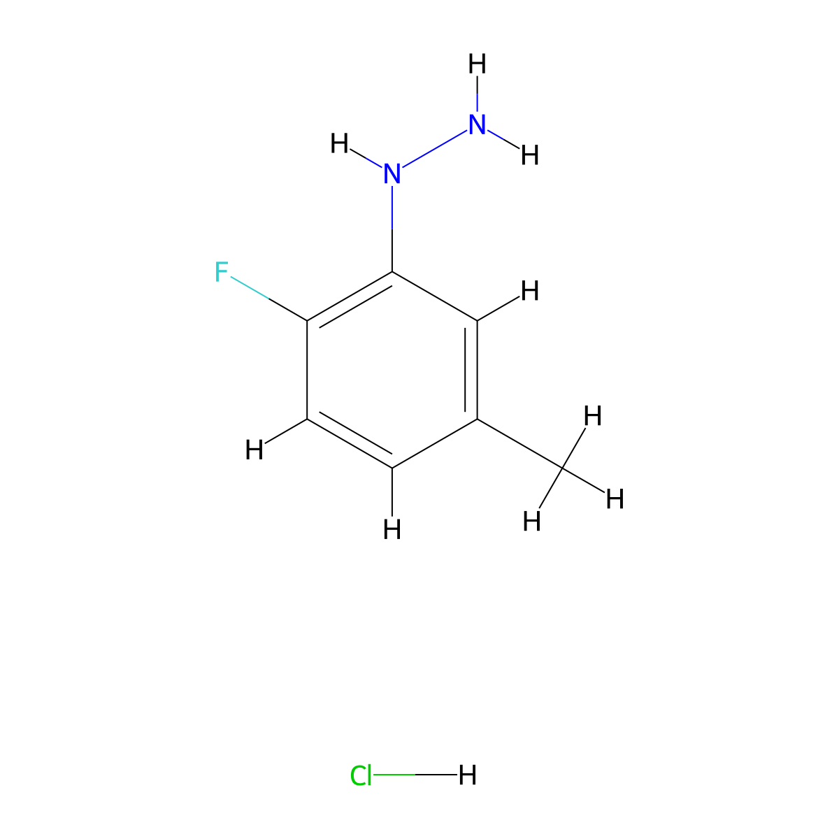 (2-Fluoro-5-methylphenyl)hydrazine hydrochloride molecular structure, CAS 388080-67-9