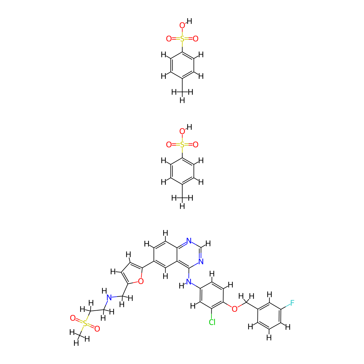 Lapatinib ditosylate anhydrous molecular structure, CAS 388082-77-7