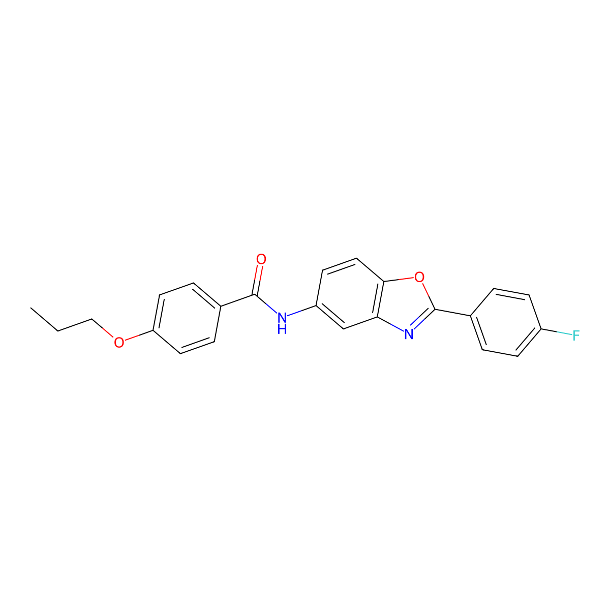 N-[2-(4-fluorophenyl)-1,3-benzoxazol-5-yl]-4-propoxybenzamide molecular structure, CAS 388084-46-6