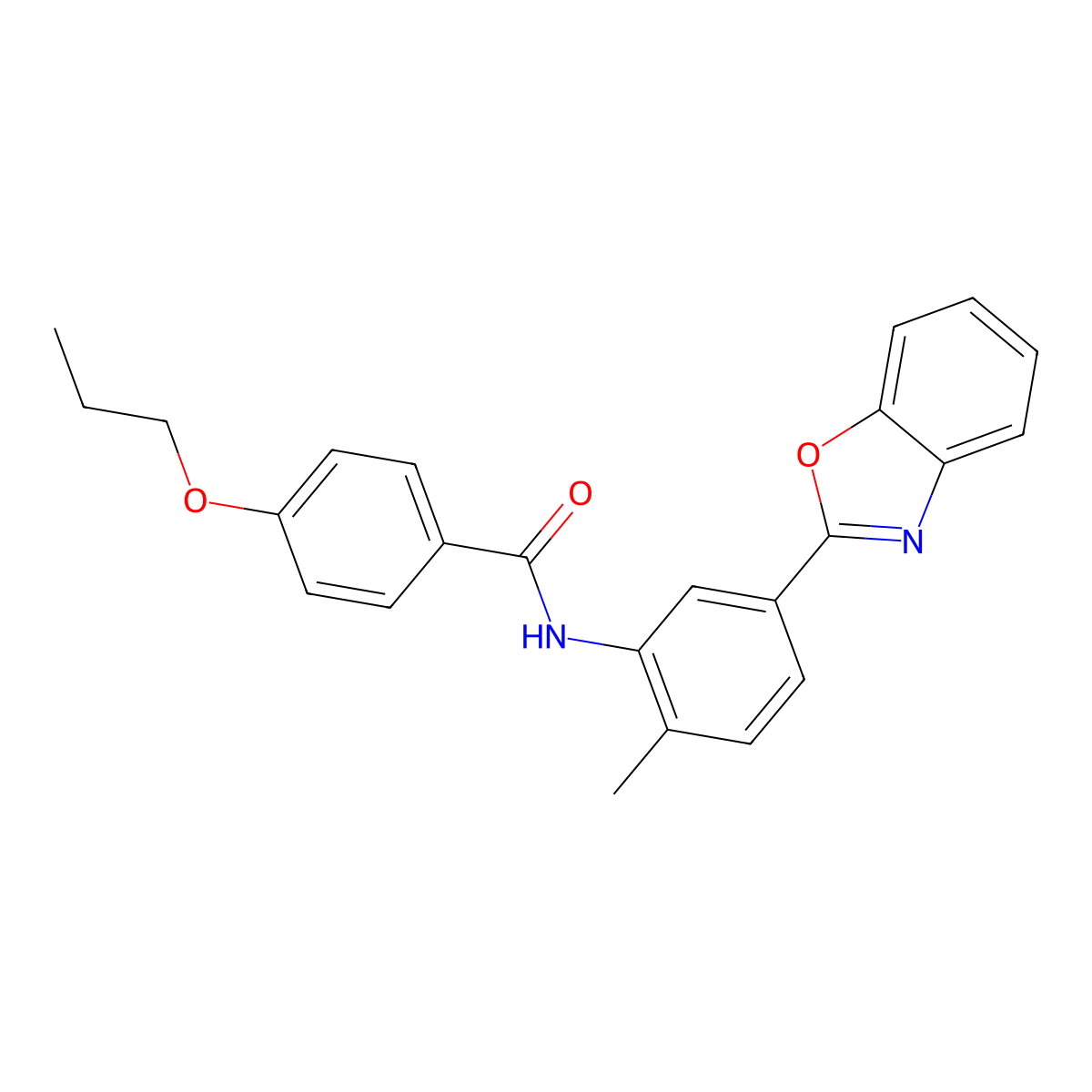 N-[5-(1,3-benzoxazol-2-yl)-2-methylphenyl]-4-propoxybenzamide molecular structure, CAS 388084-51-3