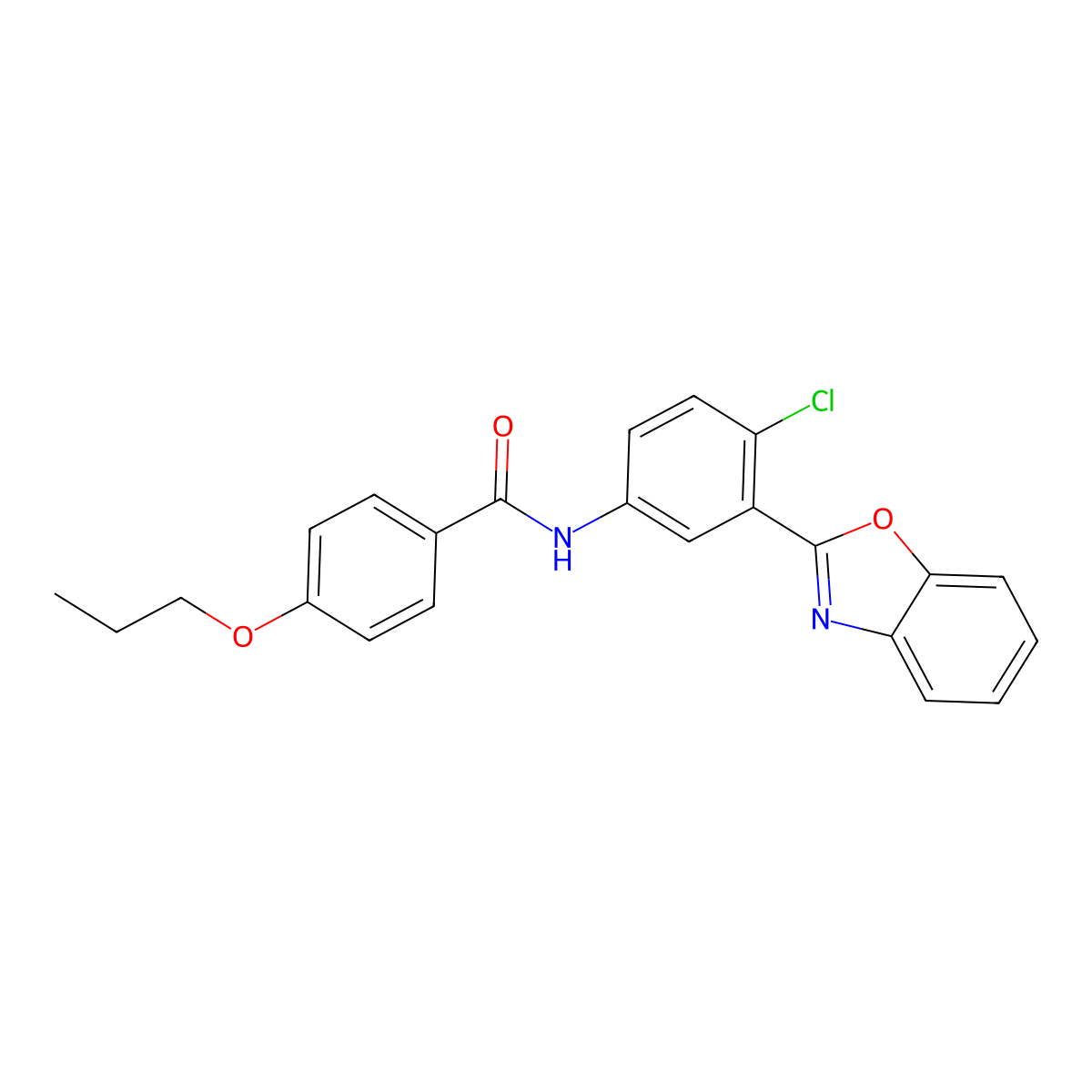 N-[3-(1,3-benzoxazol-2-yl)-4-chlorophenyl]-4-propoxybenzamide molecular structure, CAS 388084-53-5