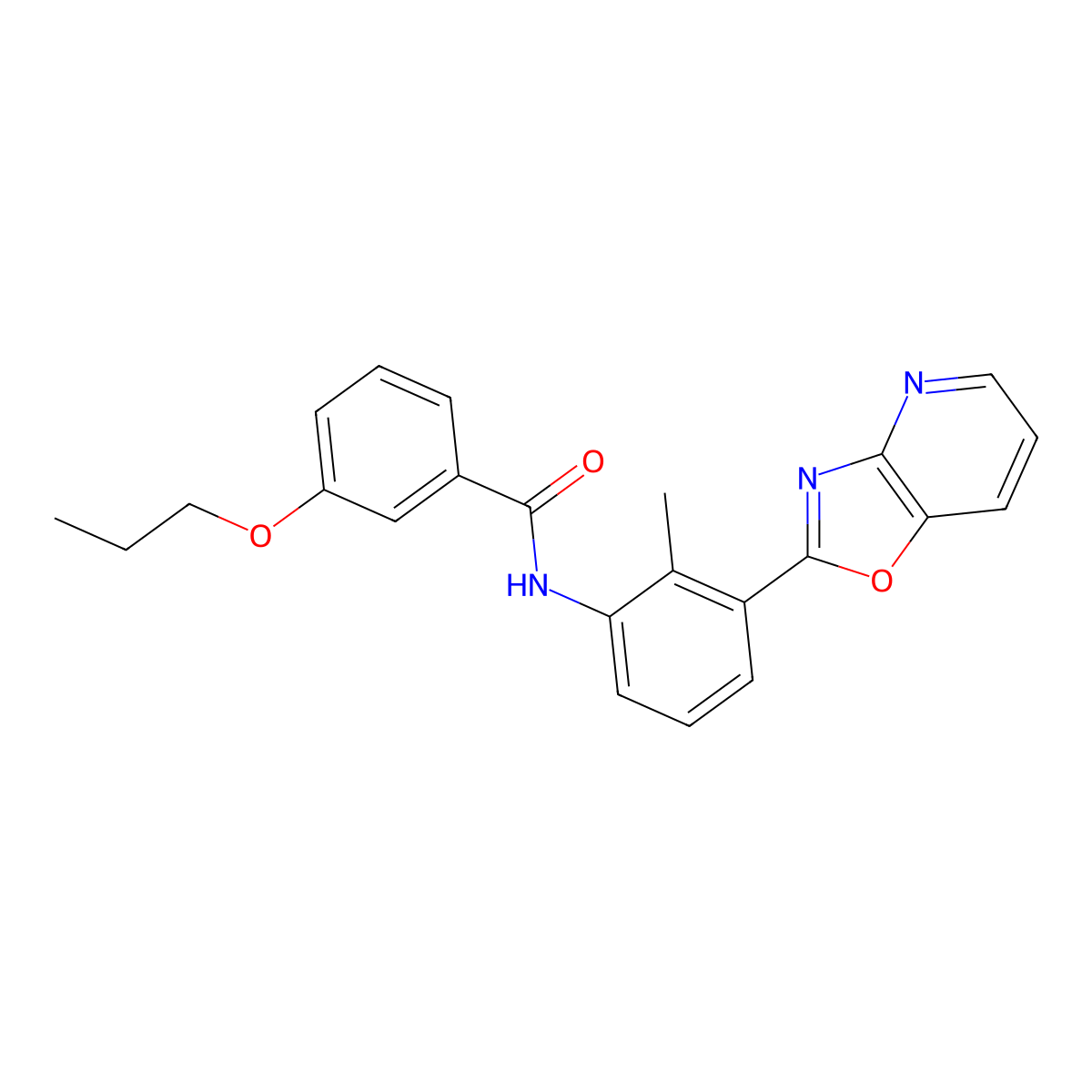N-[2-methyl-3-([1,3]oxazolo[4,5-b]pyridin-2-yl)phenyl]-3-propoxybenzamide molecular structure, CAS 388084-74-0