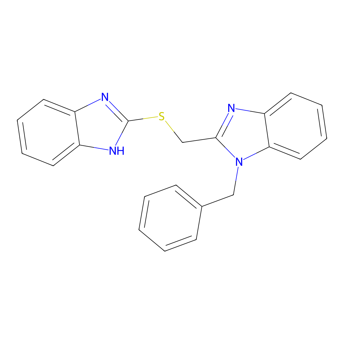 2-(1H-benzimidazol-2-ylsulfanylmethyl)-1-benzylbenzimidazole molecular structure, CAS 388085-41-4