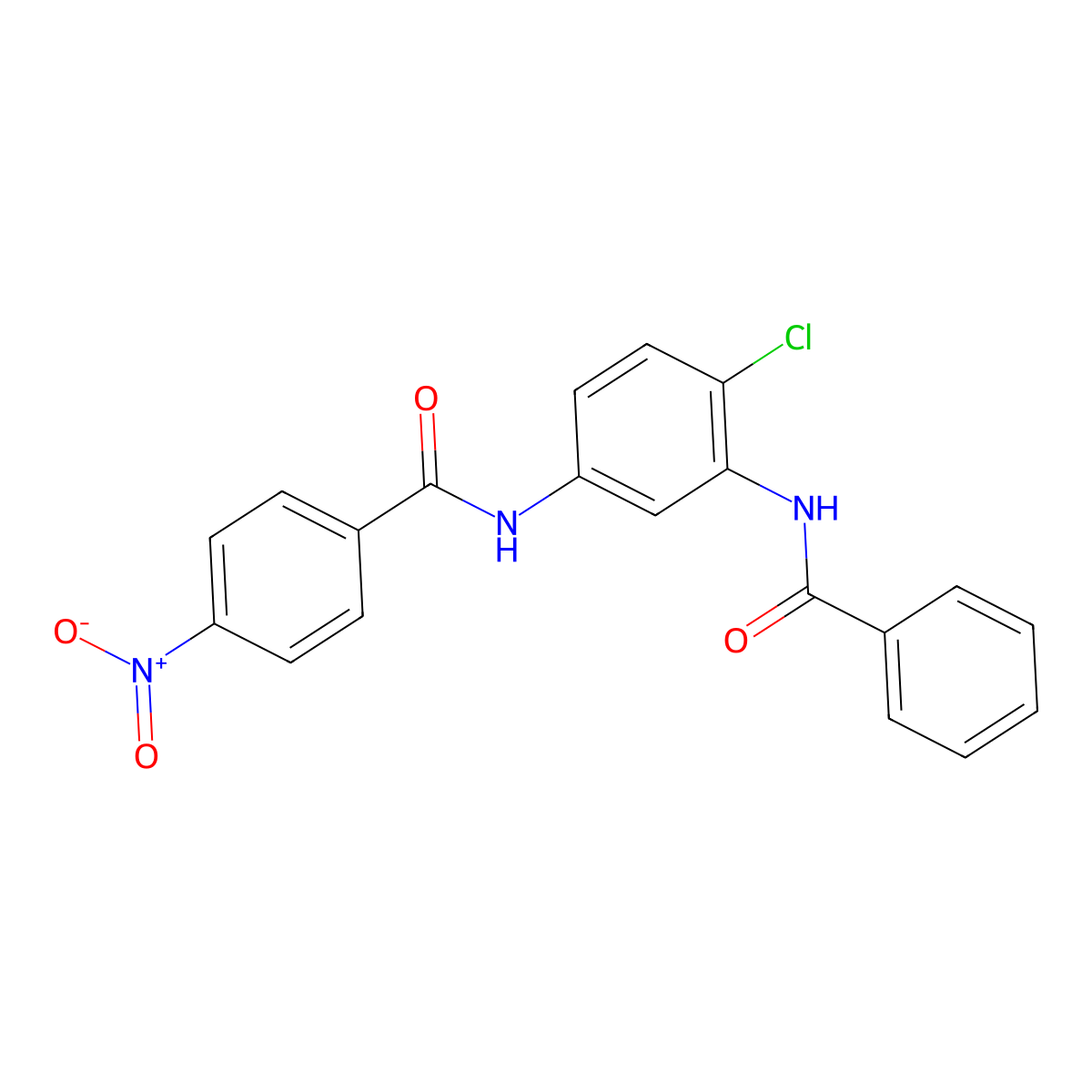N-(3-benzamido-4-chlorophenyl)-4-nitrobenzamide molecular structure, CAS 388086-03-1