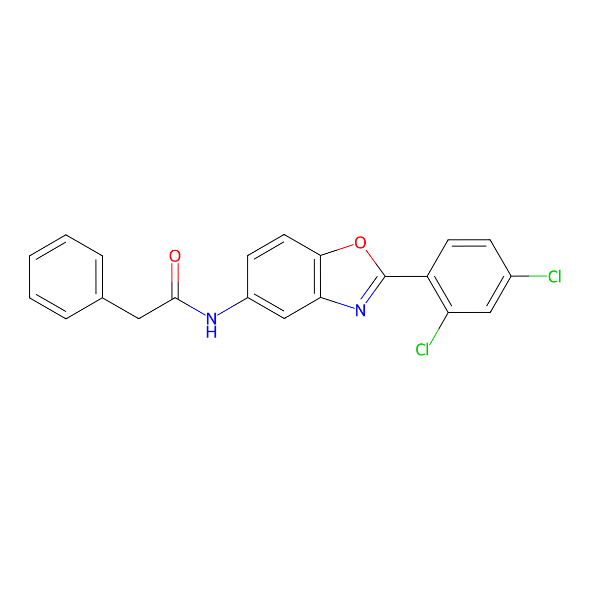 N-[2-(2,4-dichlorophenyl)-1,3-benzoxazol-5-yl]-2-phenylacetamide molecular structure, CAS 388086-13-3