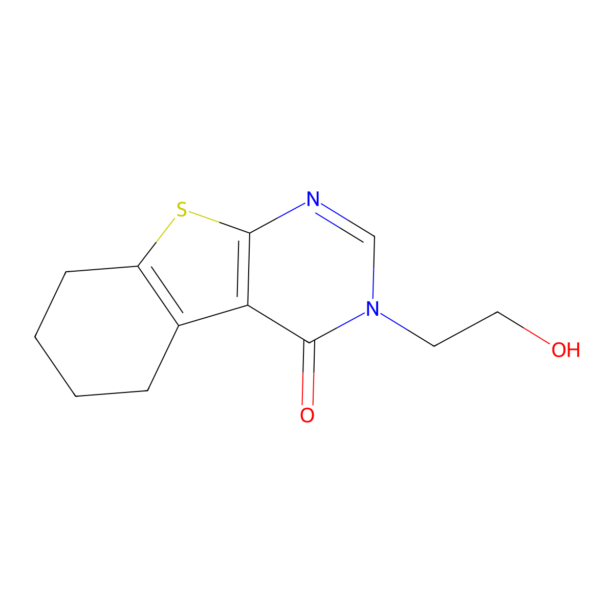 3-(2-hydroxyethyl)-5,6,7,8-tetrahydro[1]benzothieno[2,3-d]pyrimidin-4(3H)-one molecular structure, CAS 388088-51-5