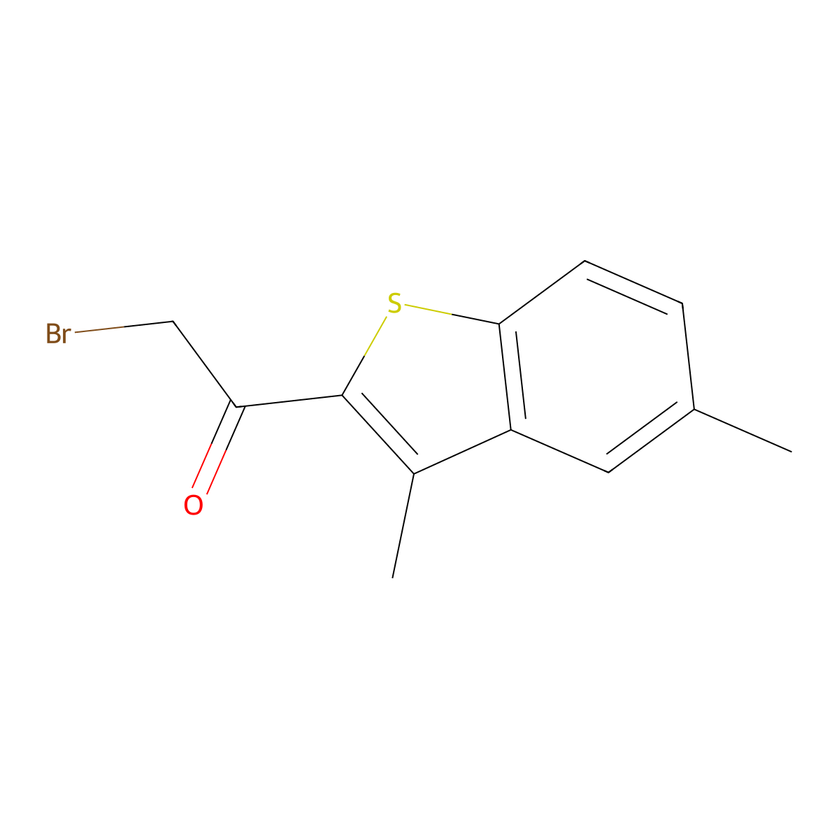 2-Bromo-1-(3,5-dimethyl-1-benzothiophen-2-yl)-1-ethanone molecular structure, CAS 388088-83-3