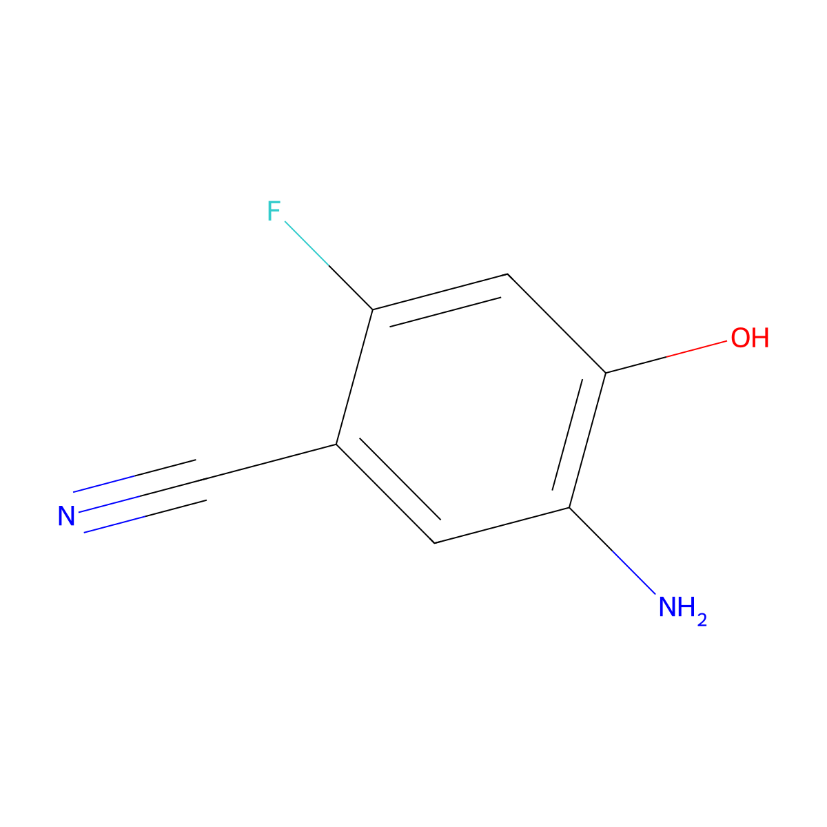 5-Amino-2-fluoro-4-hydroxybenzonitrile molecular structure, CAS 388091-38-1
