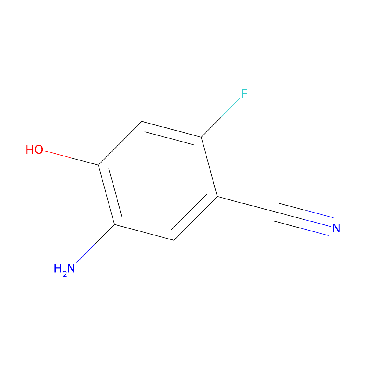 5-Amino-2-fluoro-4-hydroxybenzonitrile molecular structure, CAS 388091-38-1