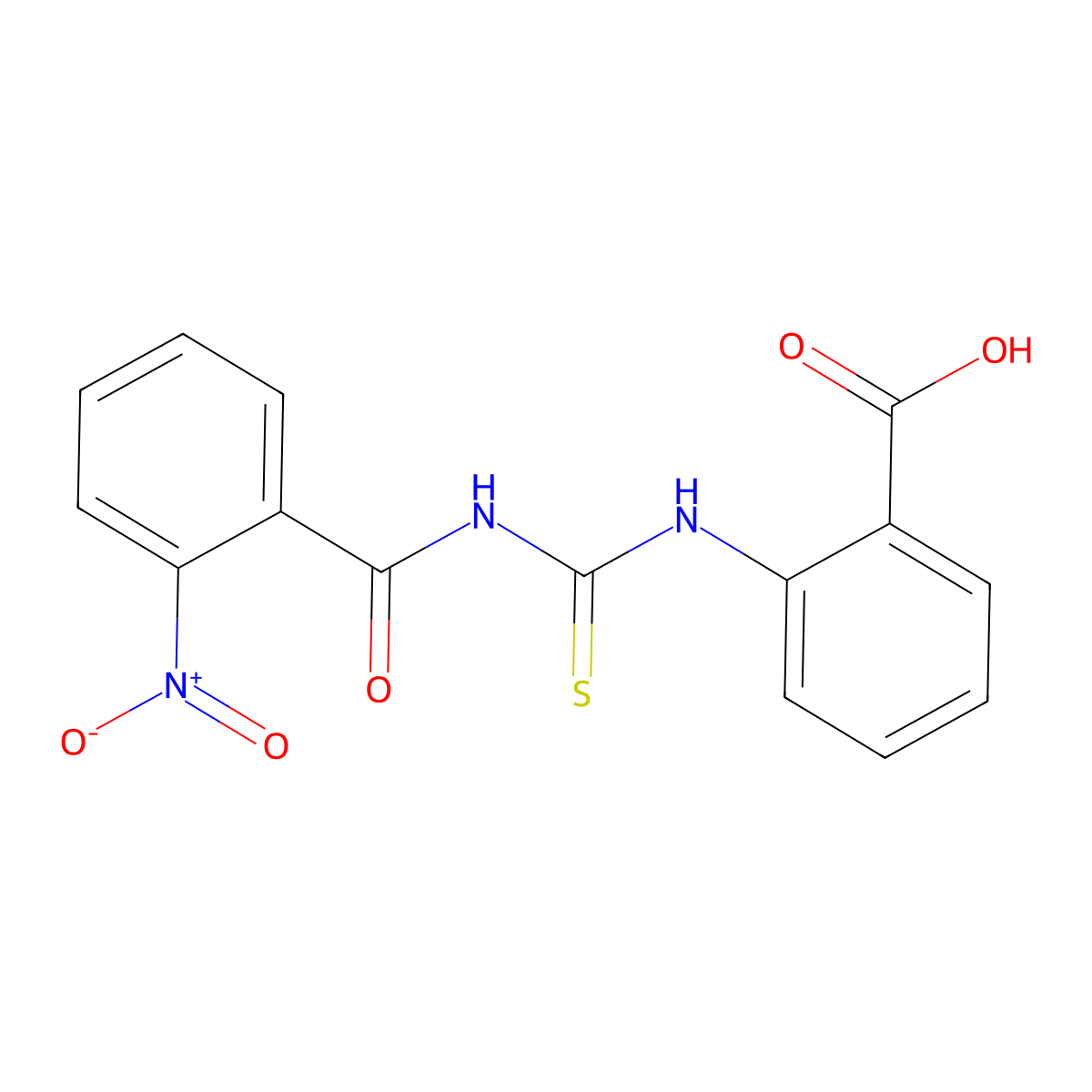 2-({[(2-Nitrophenyl)carbonyl]carbamothioyl}amino)benzoic acid molecular structure, CAS 388092-35-1