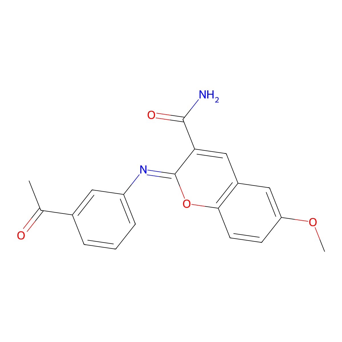 (2Z)-2-[(3-acetylphenyl)imino]-6-methoxy-2H-chromene-3-carboxamide molecular structure, CAS 388093-07-0