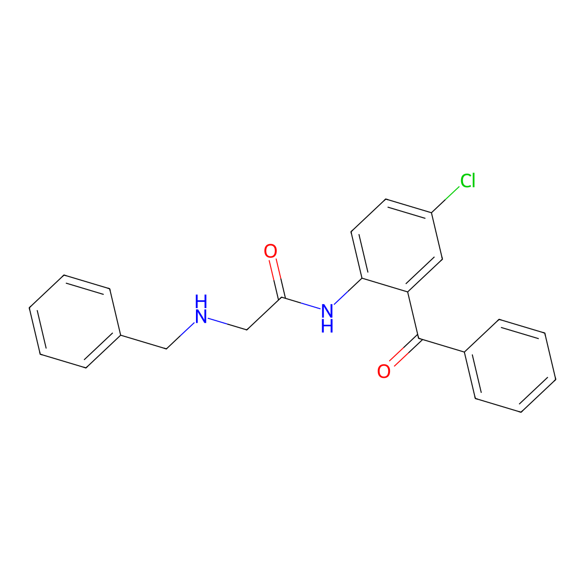 N-(2-benzoyl-4-chlorophenyl)-2-(benzylamino)acetamide molecular structure, CAS 388093-20-7