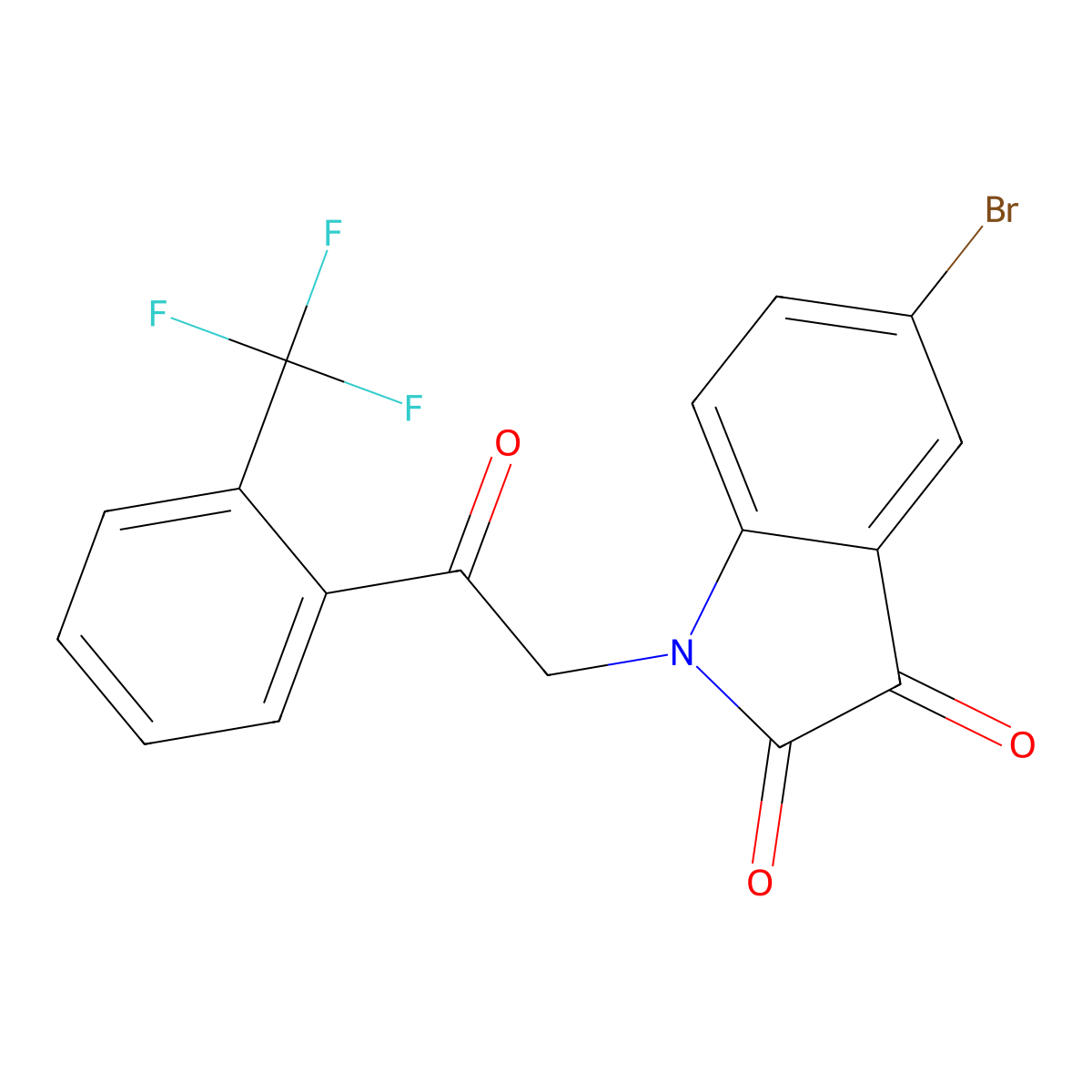 5-Bromo-1-[2-oxo-2-[2-(trifluoromethyl)phenyl]ethyl]indole-2,3-dione molecular structure, CAS 388093-31-0