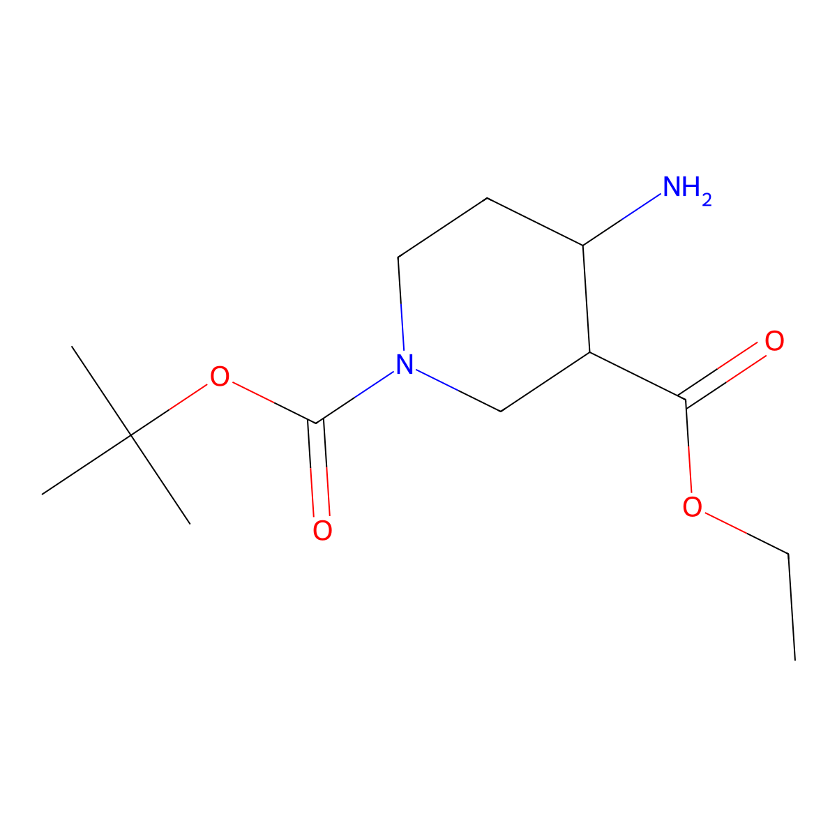 (3R,4R)-1-tert-butyl 3-ethyl 4-aminopiperidine-1,3-dicarboxylate molecular structure, CAS 388108-34-7